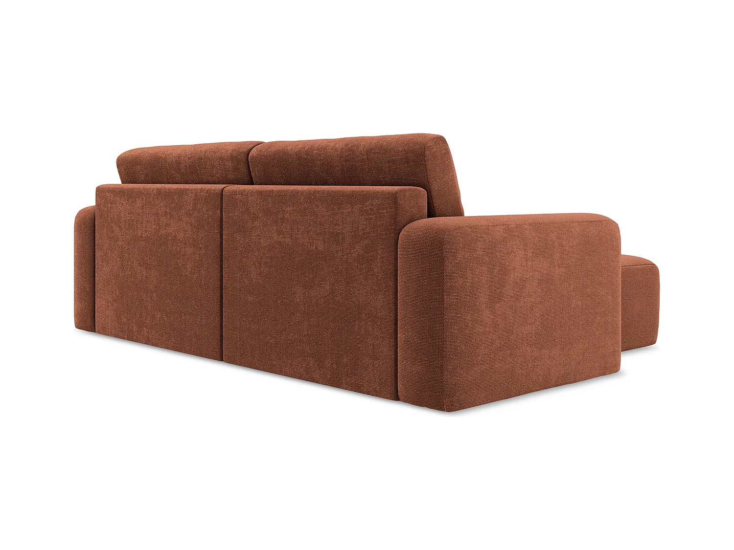 3-Sitzer Ecksofa mit Schlaffunktion - Ecke Links - Chenille - Terrakotta - KONA