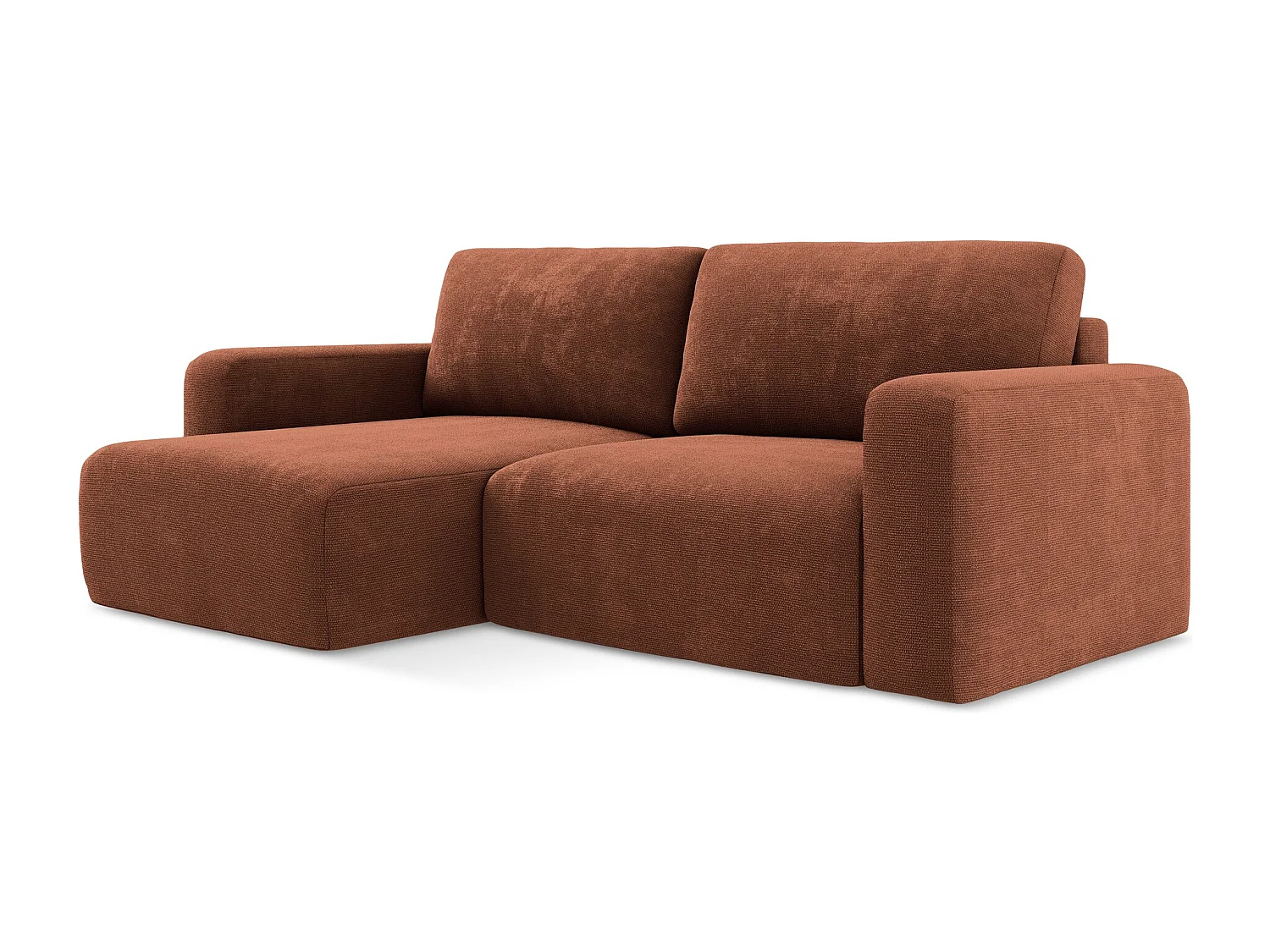 3-Sitzer Ecksofa mit Schlaffunktion - Ecke Links - Chenille - Terrakotta - KONA