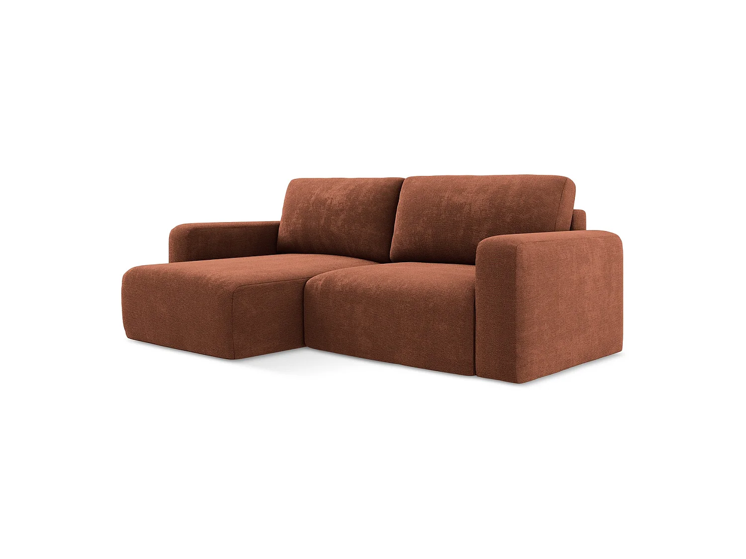 Canapé d’angle 3 places gauche convertible en tissu chenille - terre cuite - OSTIA