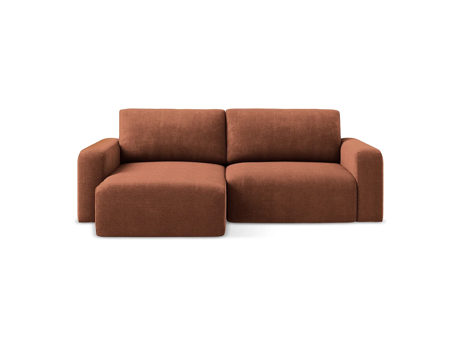 Canapé d’angle 3 places gauche convertible en tissu chenille - terre cuite - OSTIA