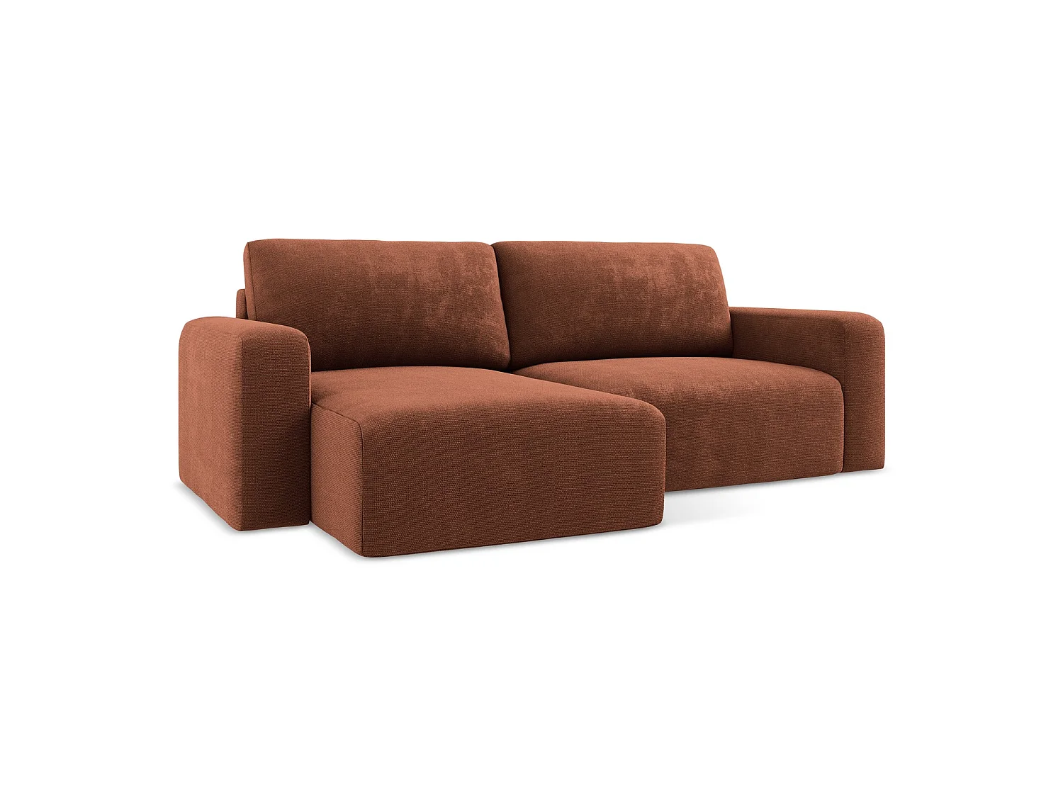 Canapé d’angle 3 places gauche convertible en tissu chenille - terre cuite - OSTIA
