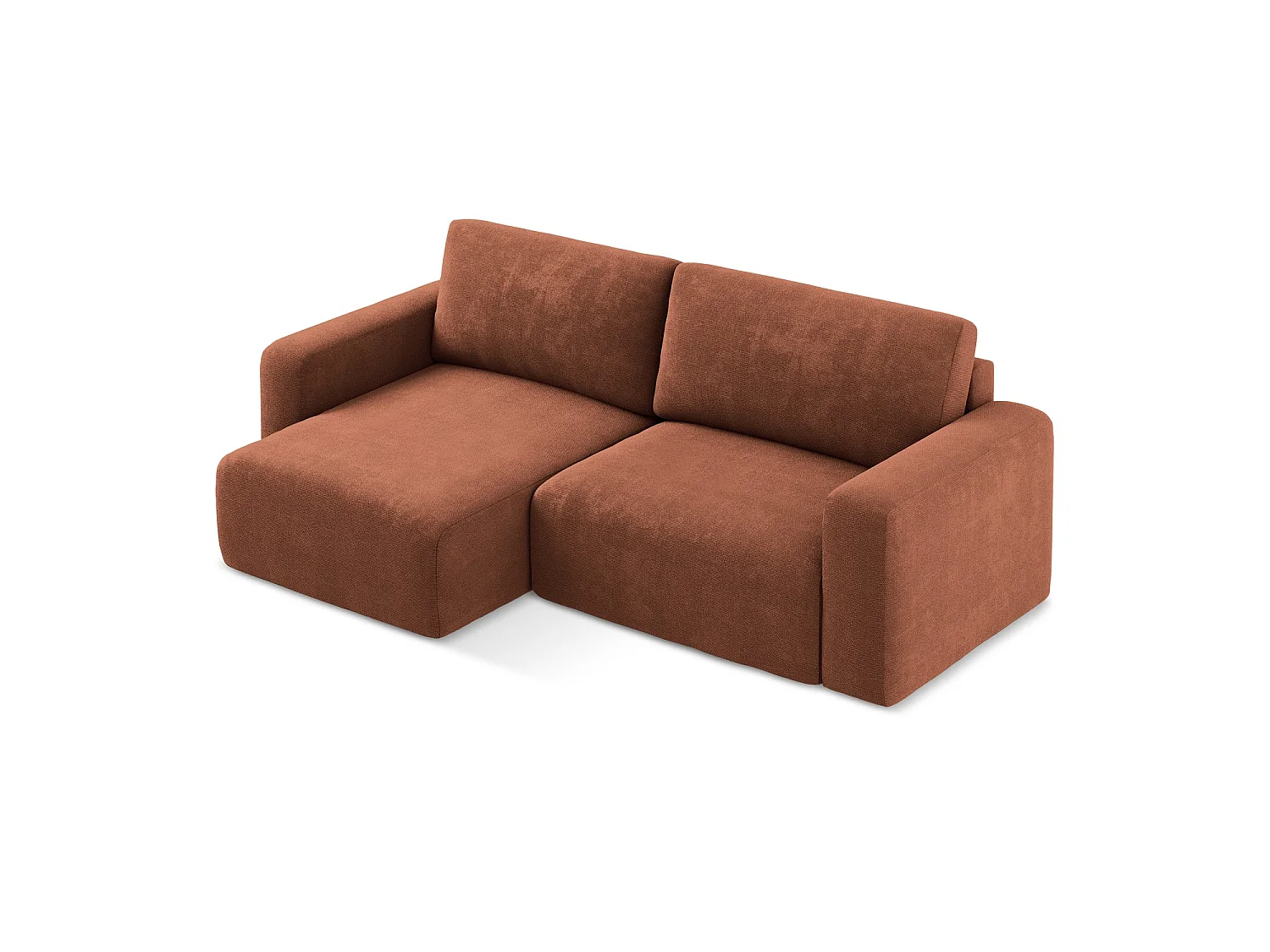 Canapé d’angle 3 places gauche convertible en tissu chenille - terre cuite - OSTIA