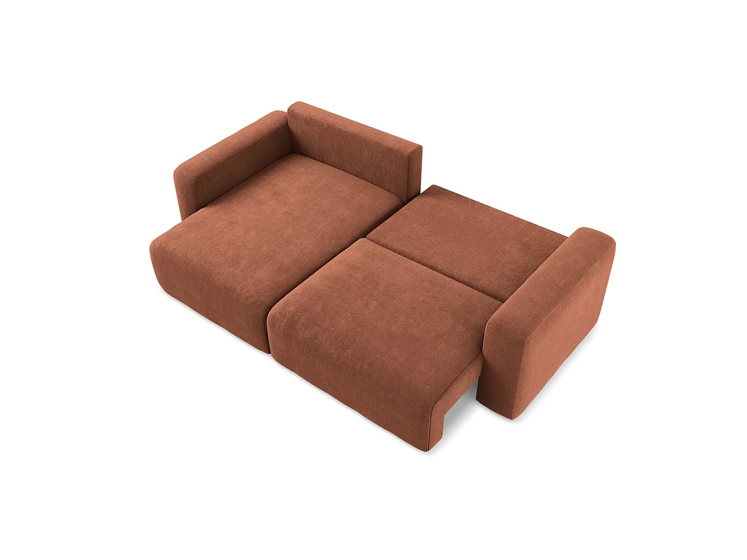 Canapé d’angle 3 places gauche convertible en tissu chenille - terre cuite - OSTIA