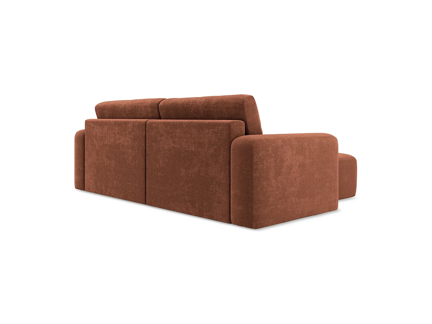 Canapé d’angle 3 places gauche convertible en tissu chenille - terre cuite - OSTIA
