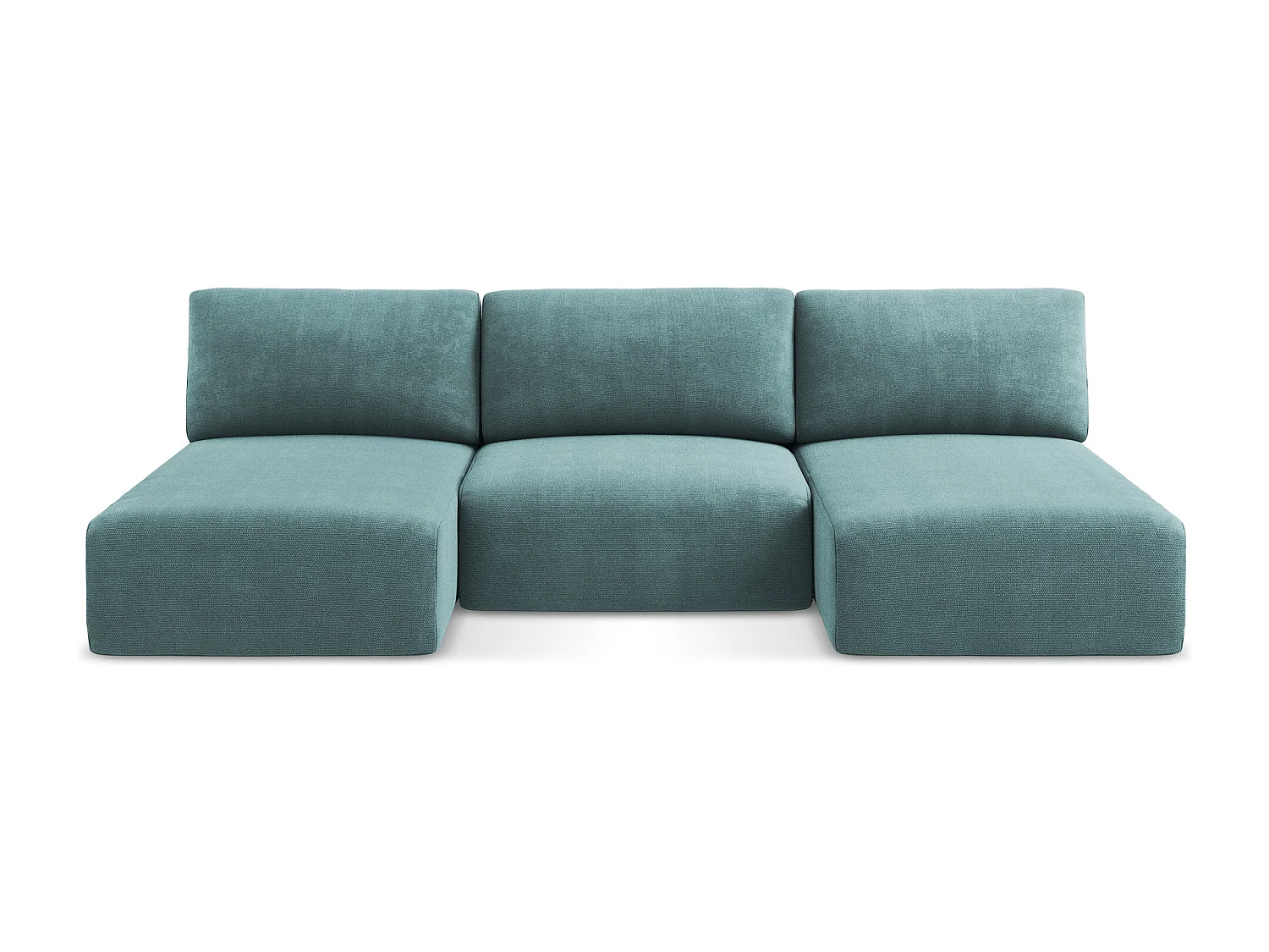 Wohnlandschaft ohne Armlehne mit Schlaffunktion - / - Chenille - Jeans - KONA