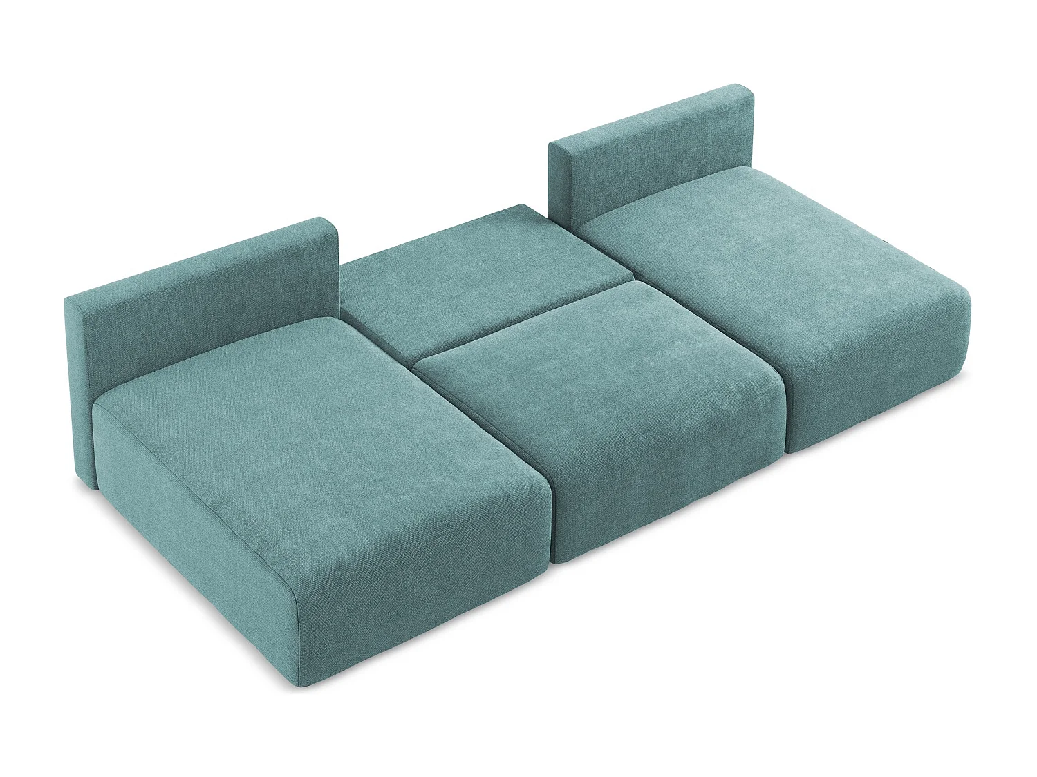 Wohnlandschaft ohne Armlehne mit Schlaffunktion - / - Chenille - Jeans - KONA