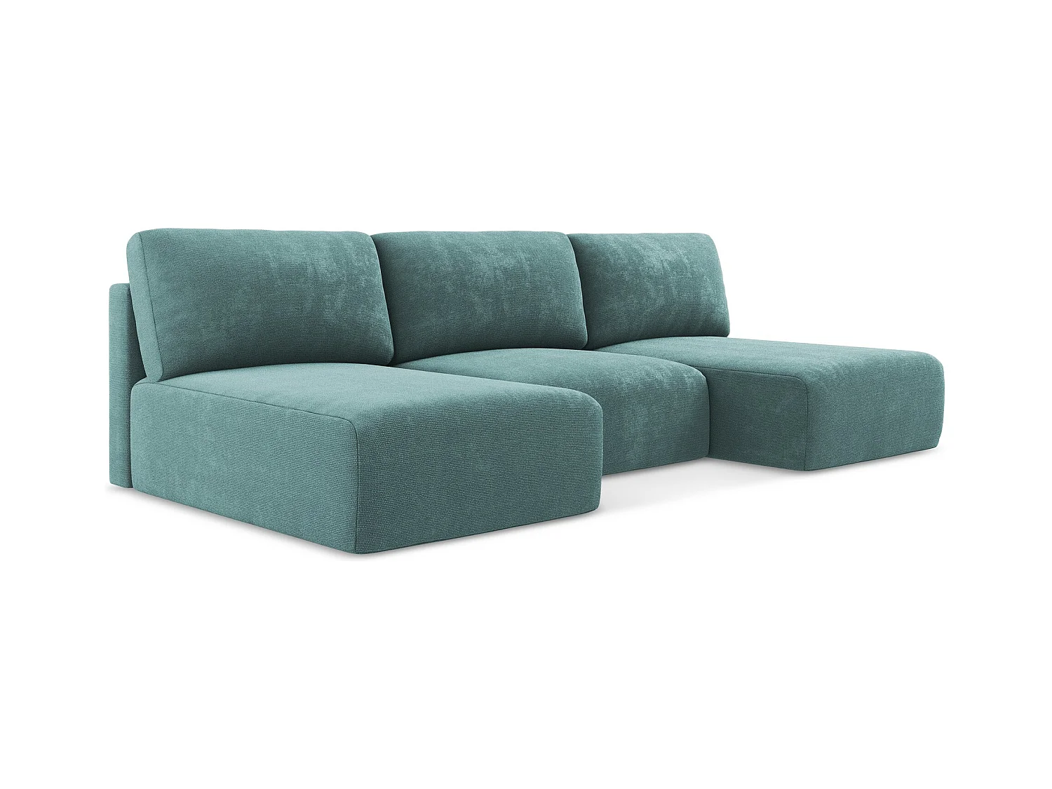 Wohnlandschaft ohne Armlehne mit Schlaffunktion - / - Chenille - Jeans - KONA