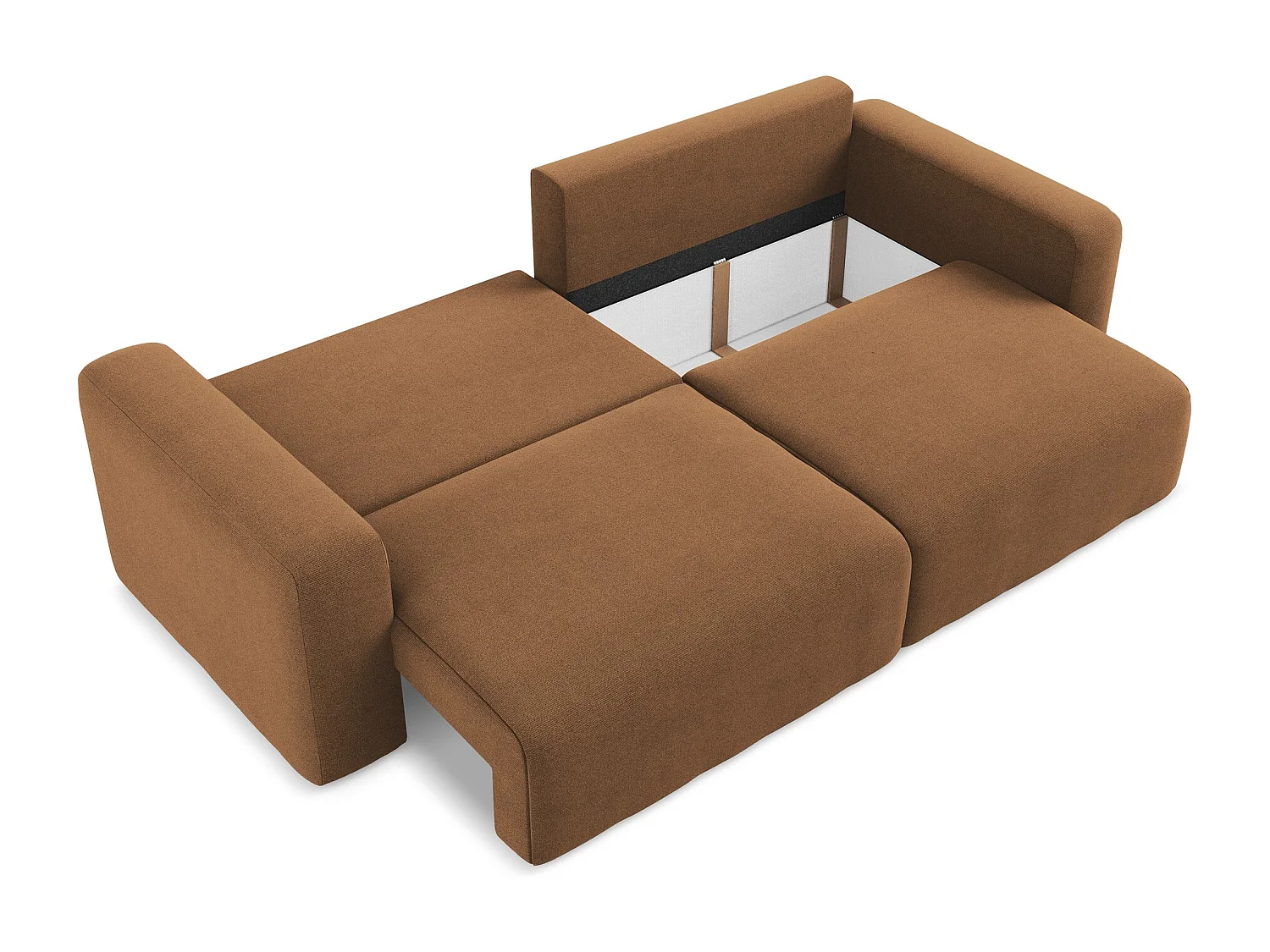 Driezits-slaapbank van terracotta textuurstof - KONA