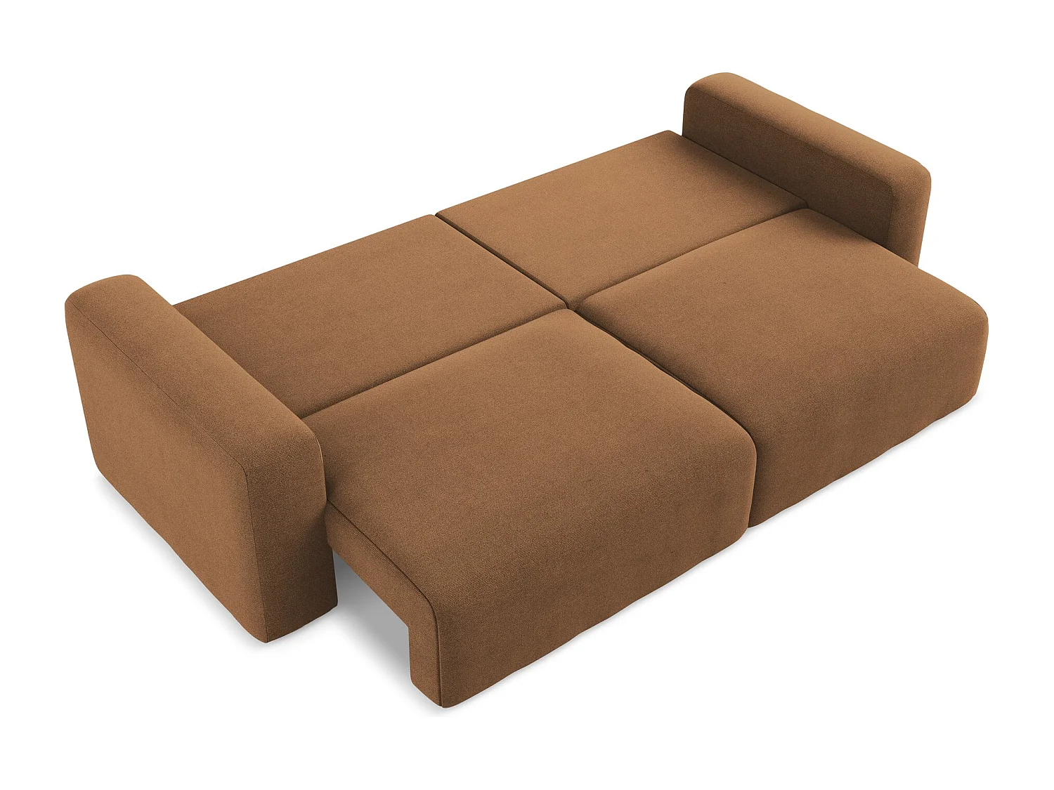 Driezits-slaapbank van terracotta textuurstof - KONA