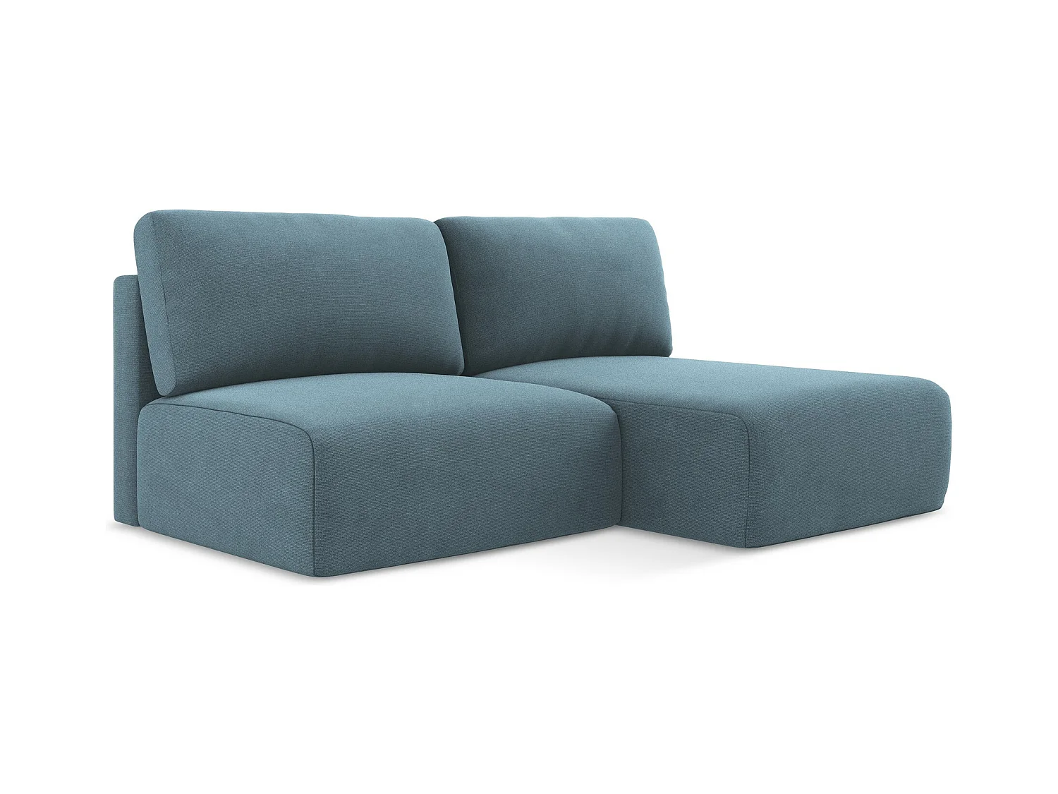 Canapé d’angle 3 places droit sans accoudoir convertible en Strukturstoff - bleu clair - KONA