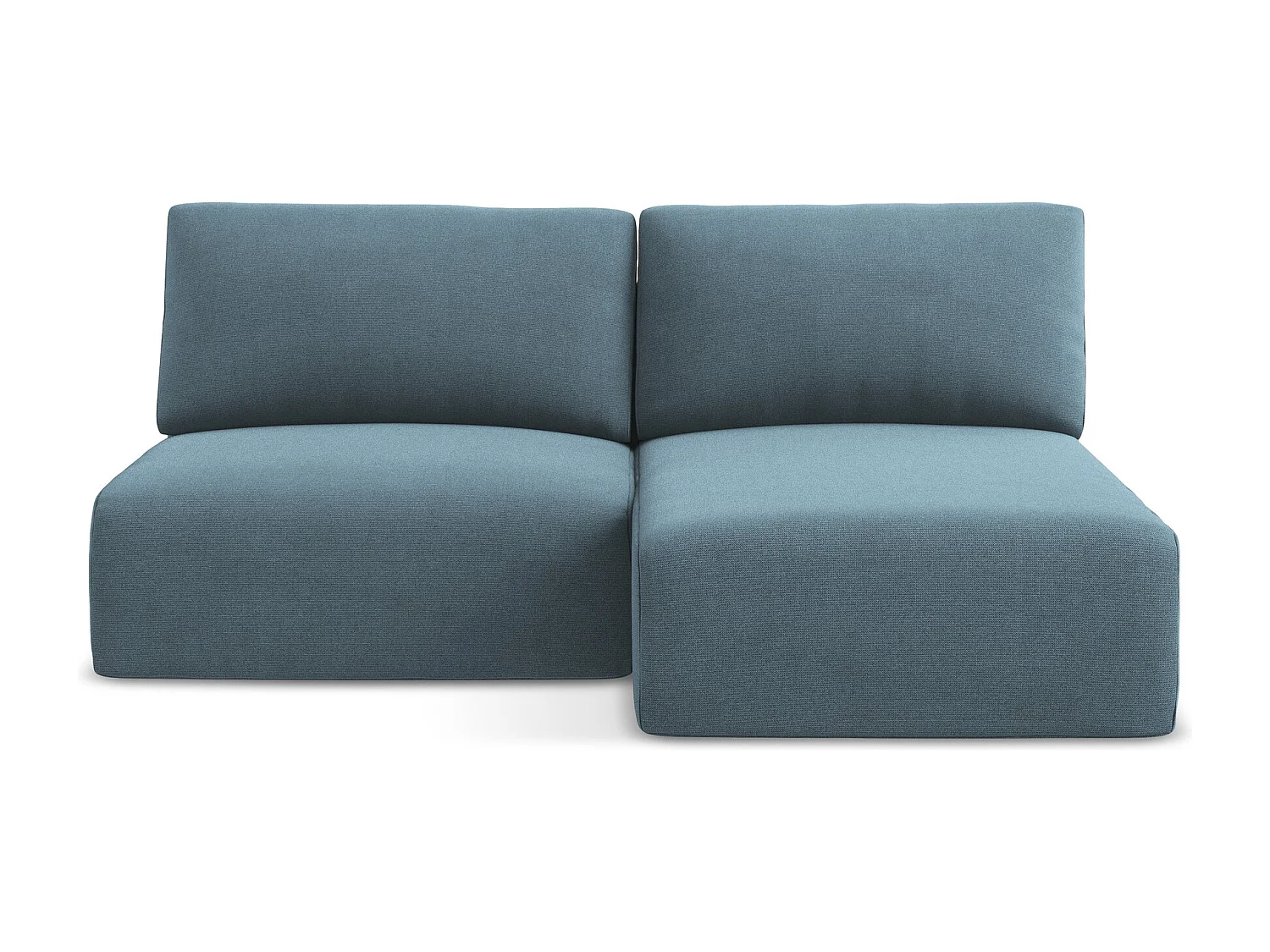 Ecksofa ohne Armlehne mit Schlaffunktion Rechts - Rechts - Strukturstoff - Hellblau - KONA