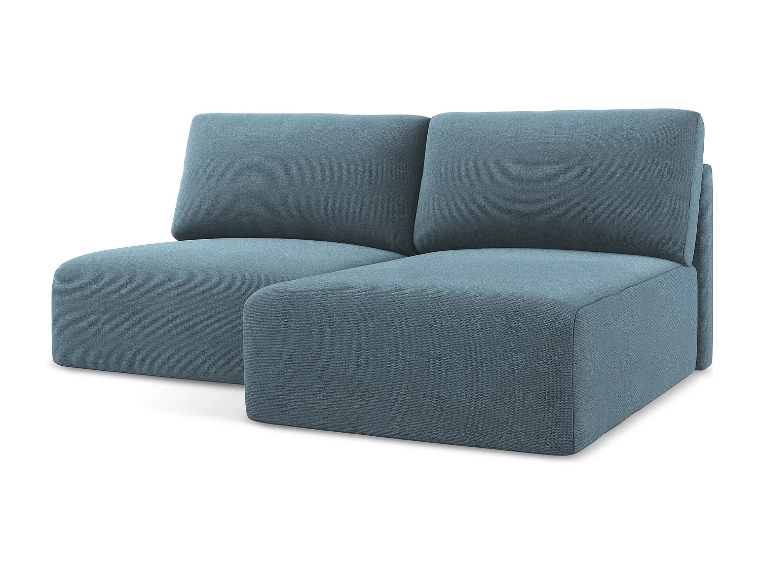 Ecksofa ohne Armlehne mit Schlaffunktion Rechts - Rechts - Strukturstoff - Hellblau - KONA