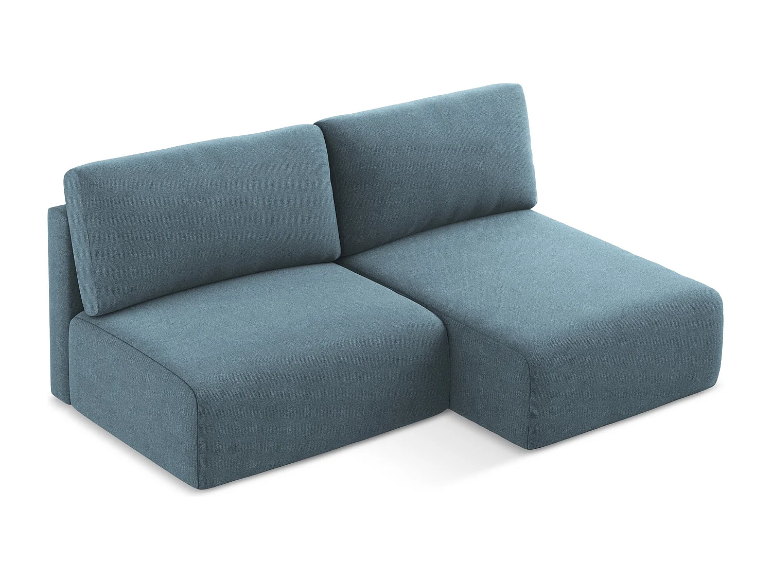 Ecksofa ohne Armlehne mit Schlaffunktion Rechts - Rechts - Strukturstoff - Hellblau - KONA