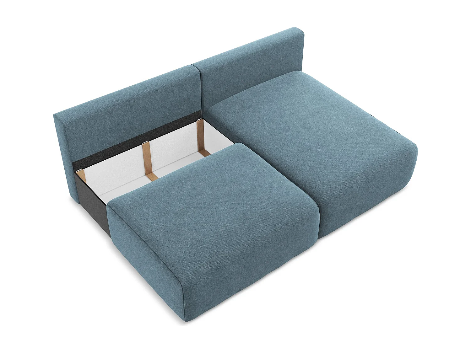 Ecksofa ohne Armlehne mit Schlaffunktion Rechts - Rechts - Strukturstoff - Hellblau - KONA