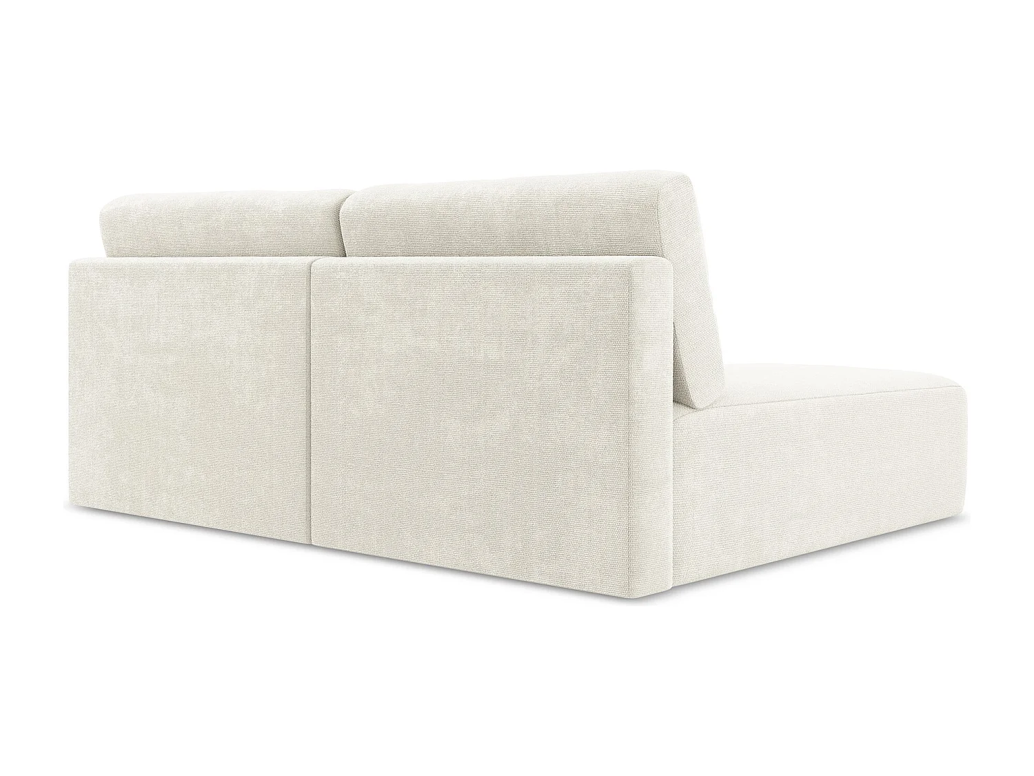 Open hoekbank links met bedfunctie van wit chenille stof - KONA