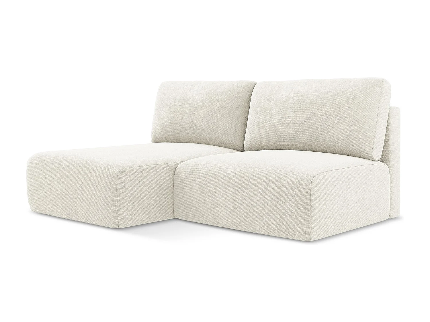 Canapé d’angle 3 places gauche sans accoudoir convertible en Chenille - blanc - KONA