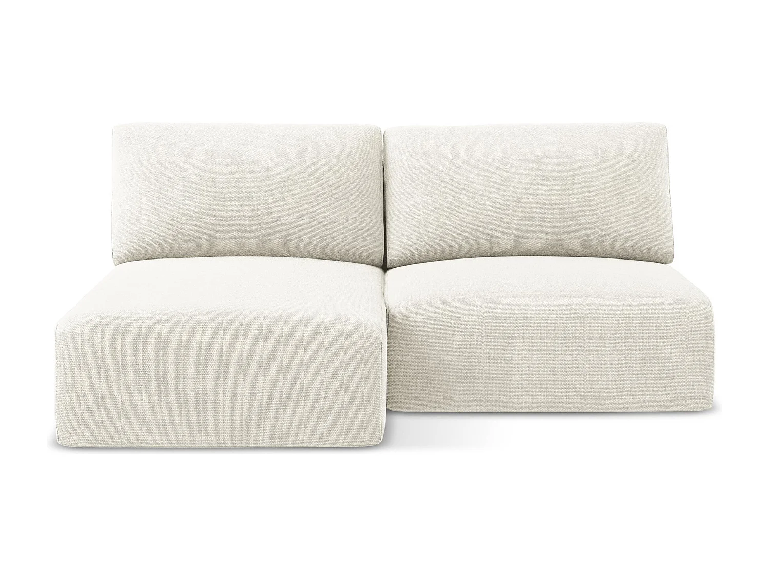 Canapé d’angle 3 places gauche sans accoudoir convertible en Chenille - blanc - KONA