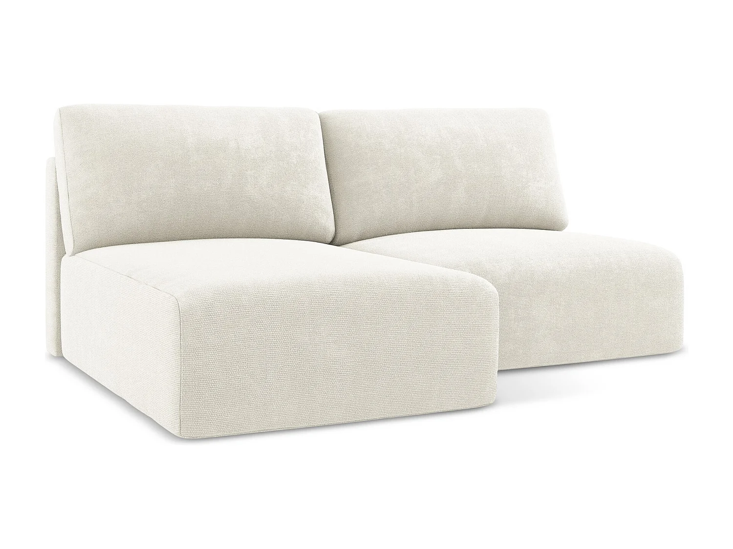 Canapé d’angle 3 places gauche sans accoudoir convertible en Chenille - blanc - KONA