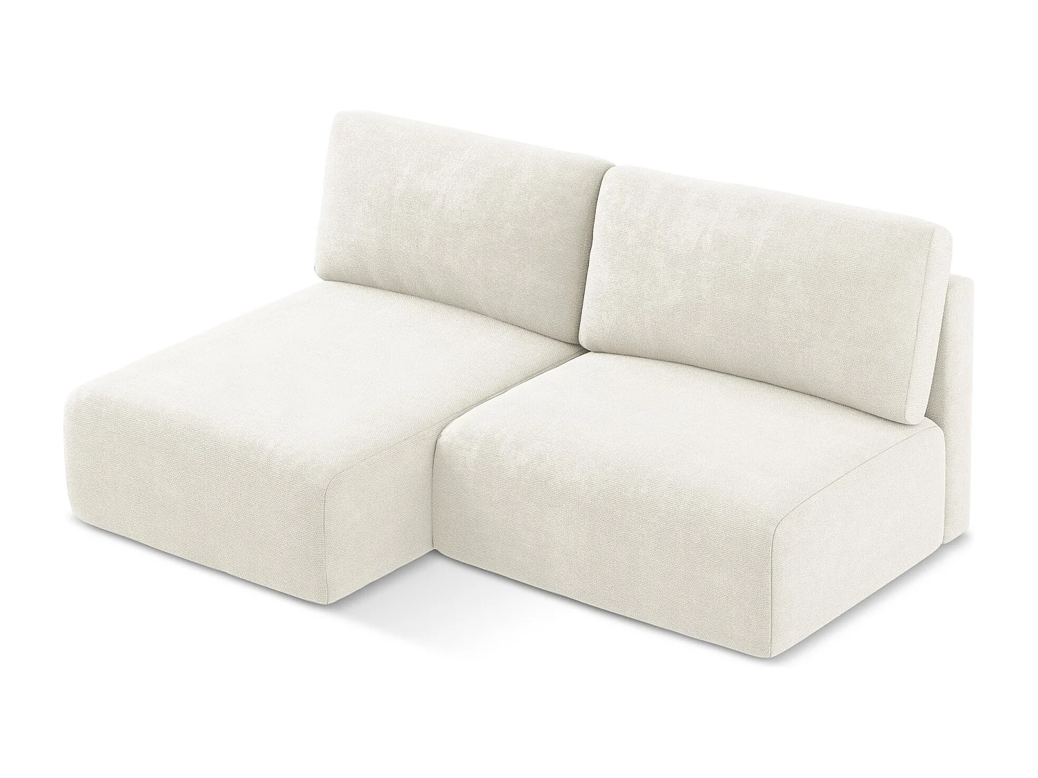 Canapé d’angle 3 places gauche sans accoudoir convertible en Chenille - blanc - KONA