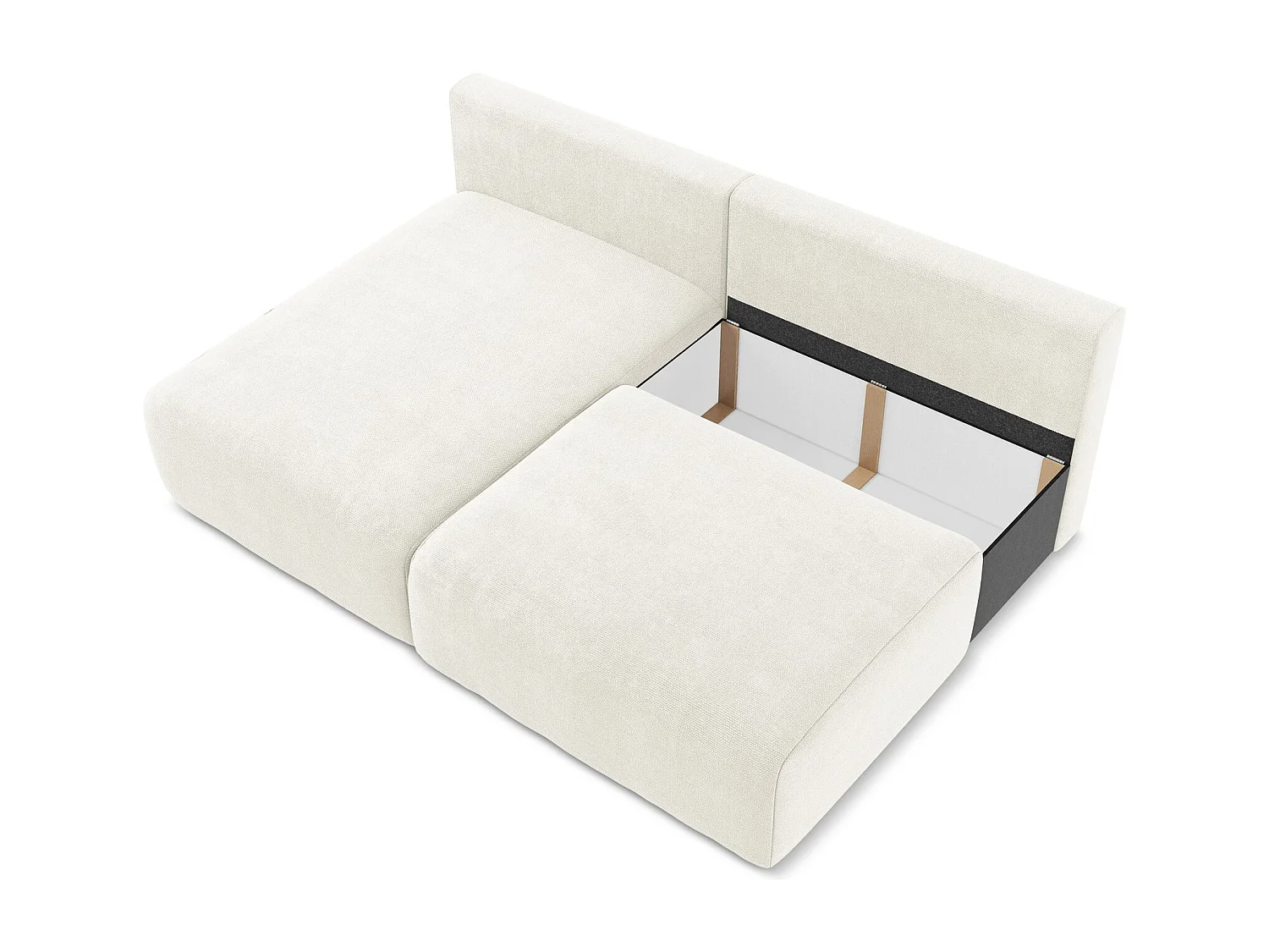 Canapé d’angle 3 places gauche sans accoudoir convertible en Chenille - blanc - KONA