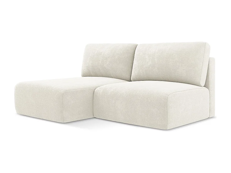 Canapé d’angle 3 places gauche sans accoudoir convertible en Chenille - blanc - KONA