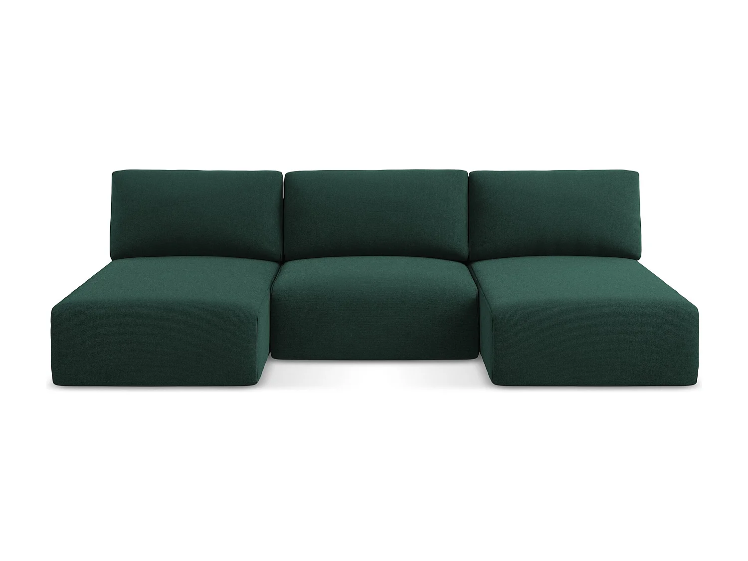 Otwarta Sofa panoramiczna z funkcją spania - z tkaniny strukturalnej - butelkowa zieleń - KONA