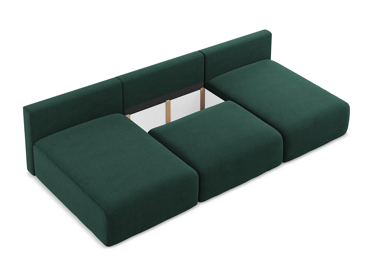 Otwarta Sofa panoramiczna z funkcją spania - z tkaniny strukturalnej - butelkowa zieleń - KONA