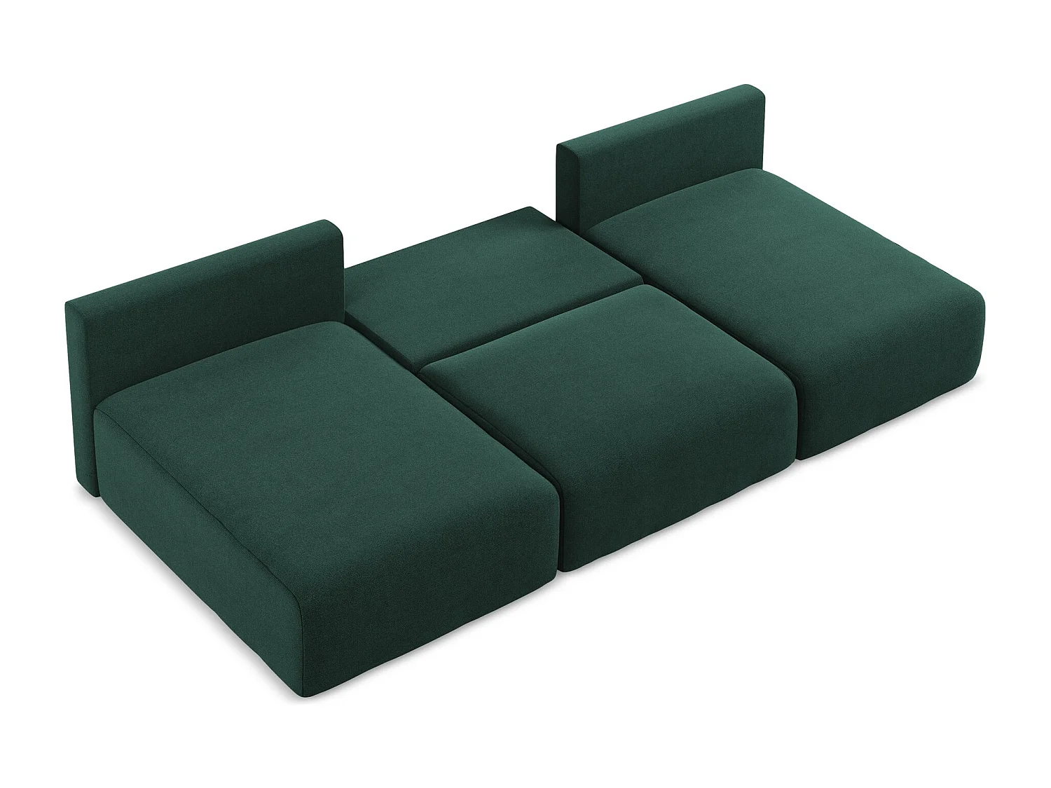 Otwarta Sofa panoramiczna z funkcją spania - z tkaniny strukturalnej - butelkowa zieleń - KONA