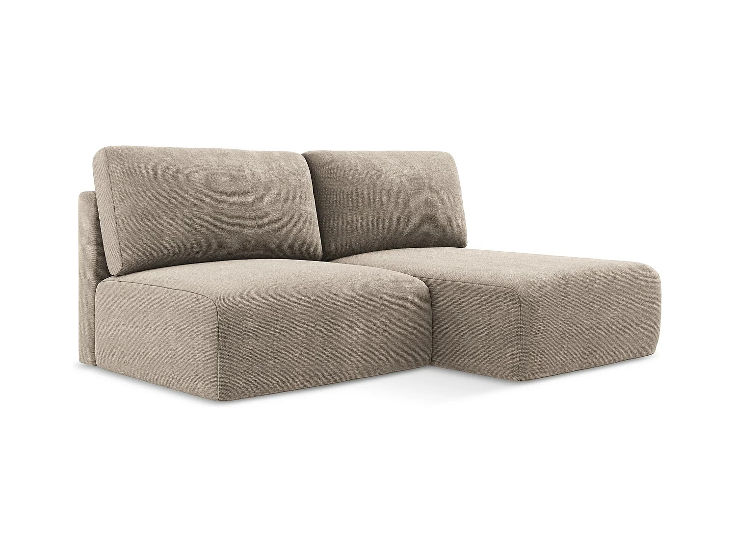 Canapé d’angle 3 places droit sans accoudoir convertible en Chenille - beige foncé - KONA
