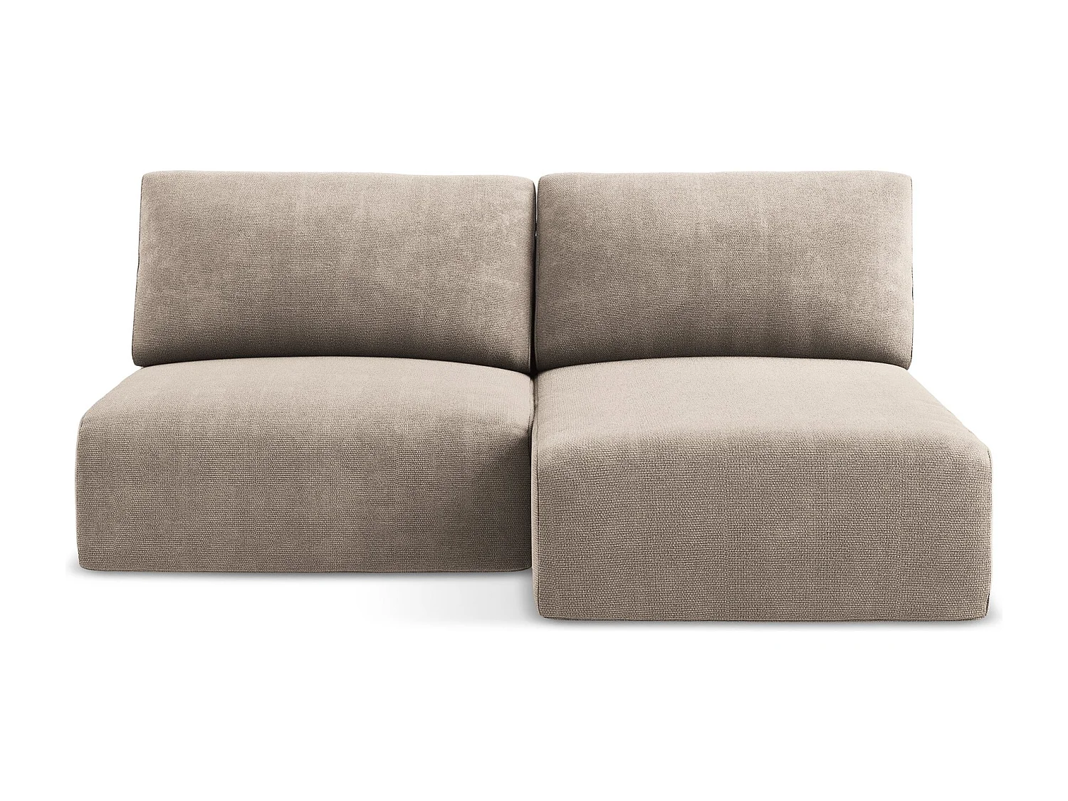 Ecksofa ohne Armlehne mit Schlaffunktion Rechts - Rechts - Chenille - Dunkelbeige - KONA
