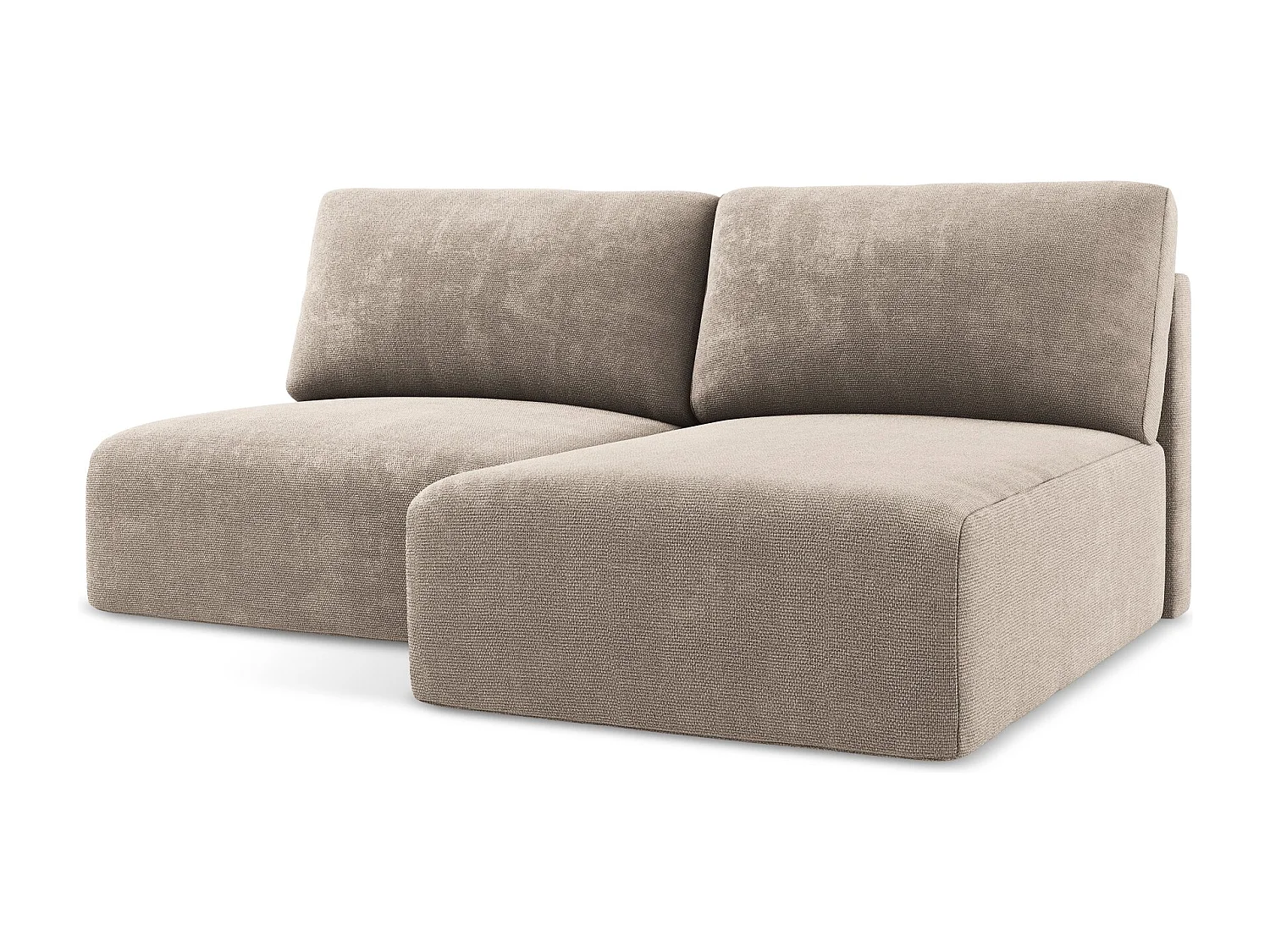 Ecksofa ohne Armlehne mit Schlaffunktion Rechts - Rechts - Chenille - Dunkelbeige - KONA