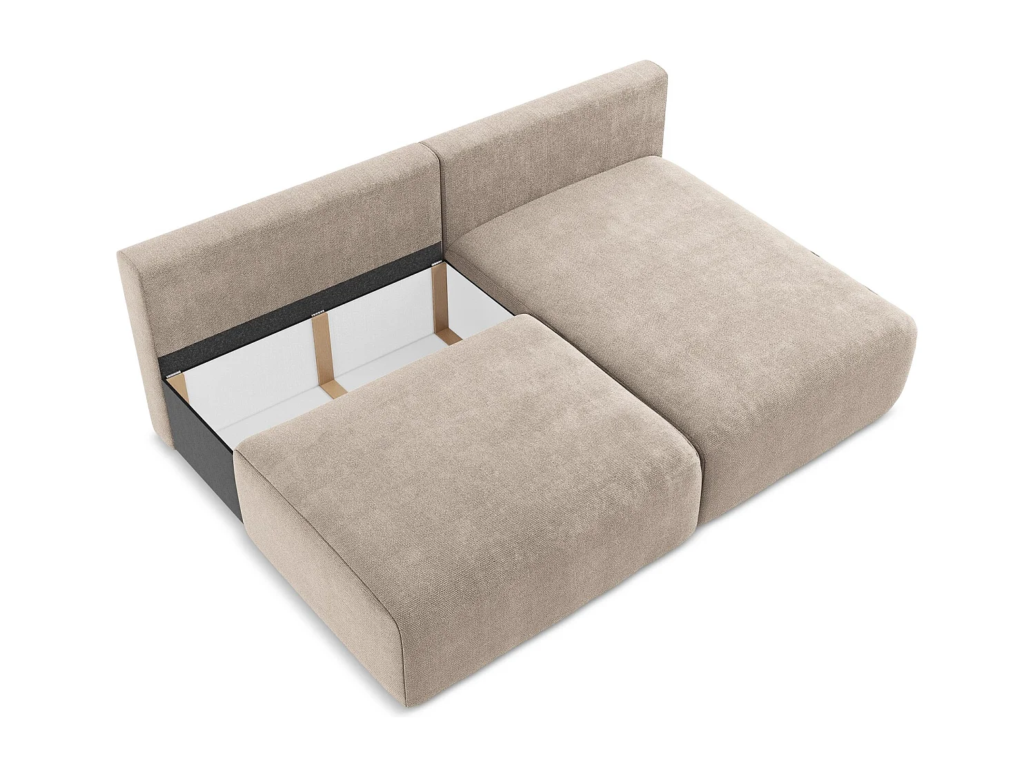 Ecksofa ohne Armlehne mit Schlaffunktion Rechts - Rechts - Chenille - Dunkelbeige - KONA