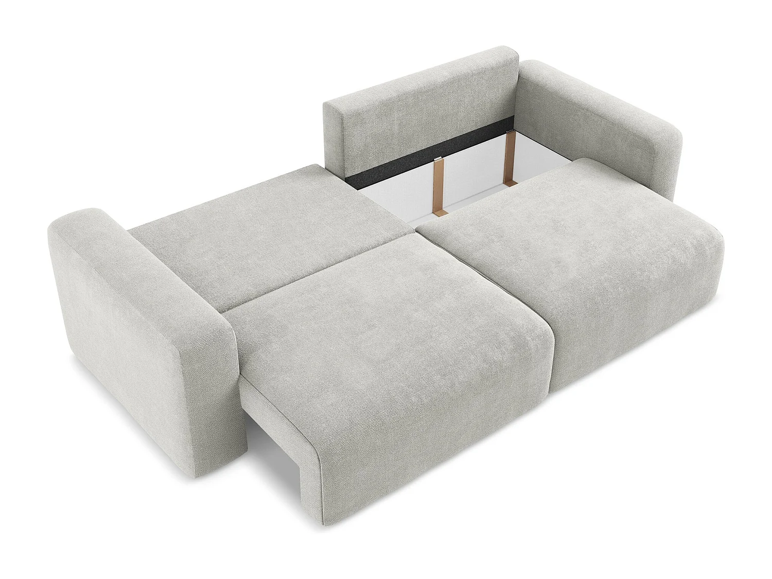 Driezits-slaapbank van lichtgrijs chenille stof - KONA