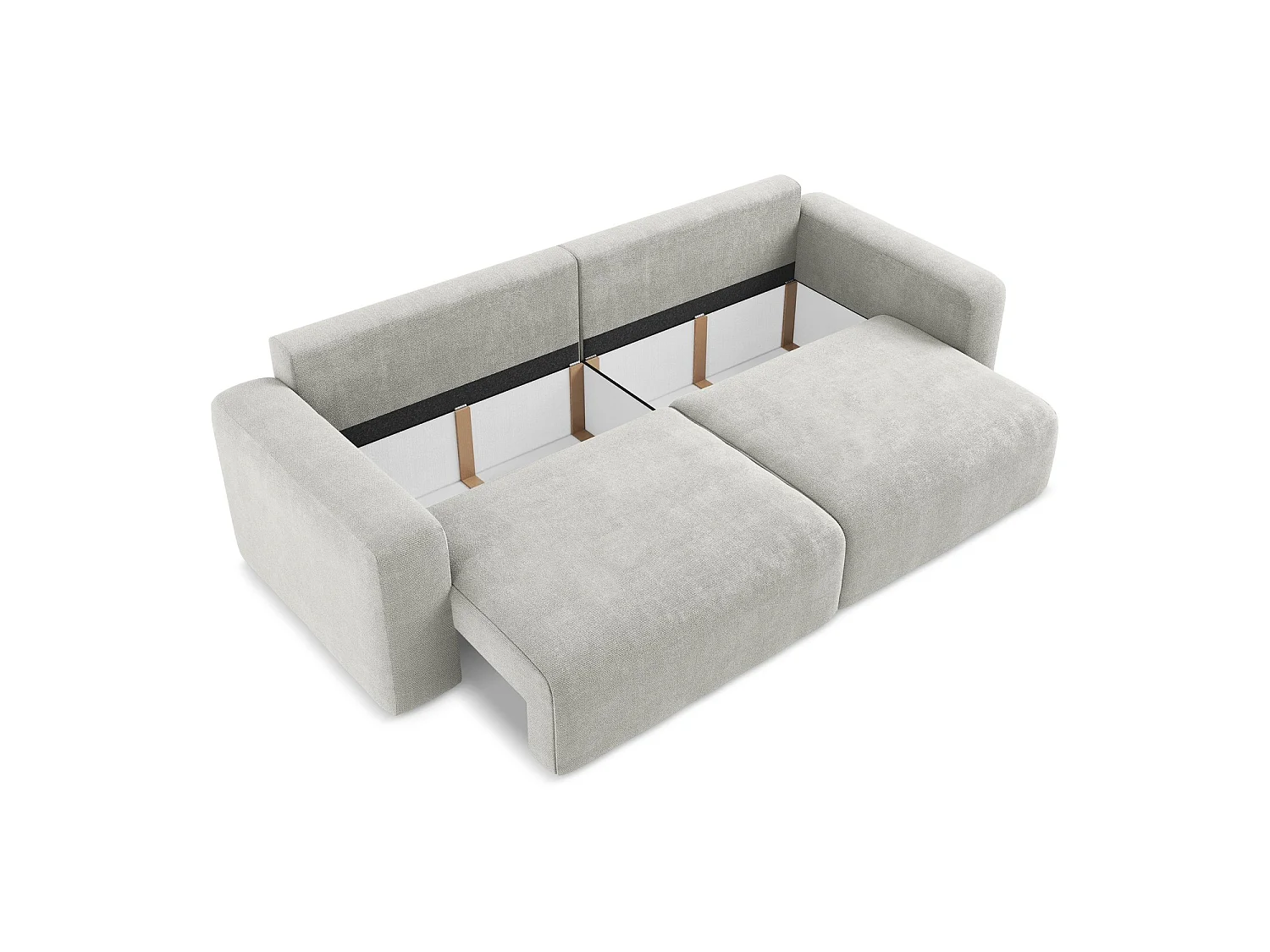 Canapé 3 places convertible en tissu chenille - gris clair - OSTIA