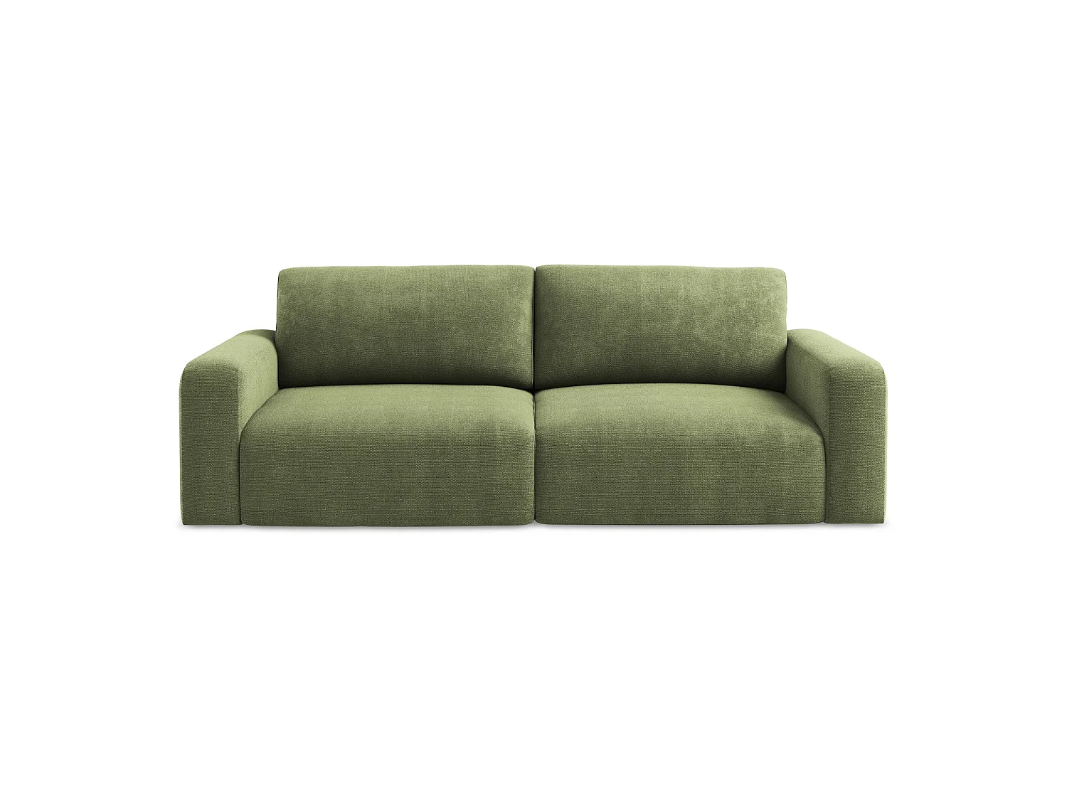 Driezits-slaapbank van groente chenille stof - OSTIA