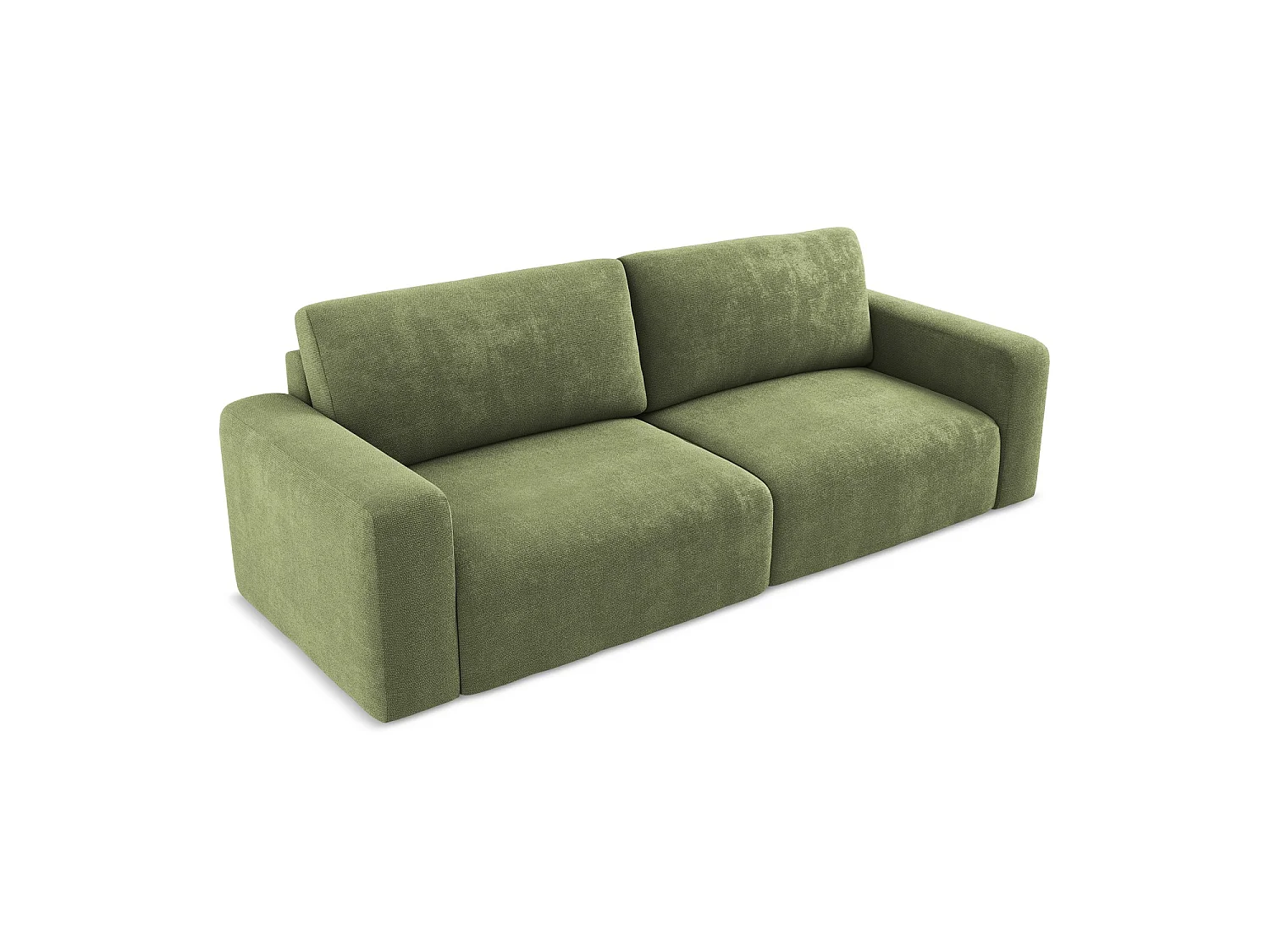 Driezits-slaapbank van groente chenille stof - OSTIA