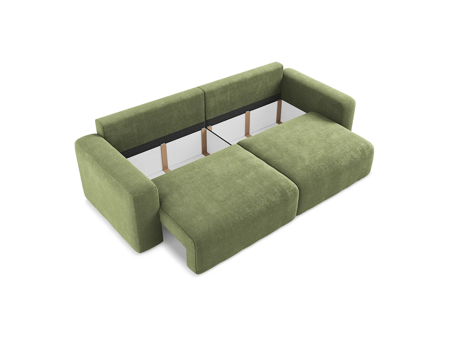Driezits-slaapbank van groente chenille stof - OSTIA