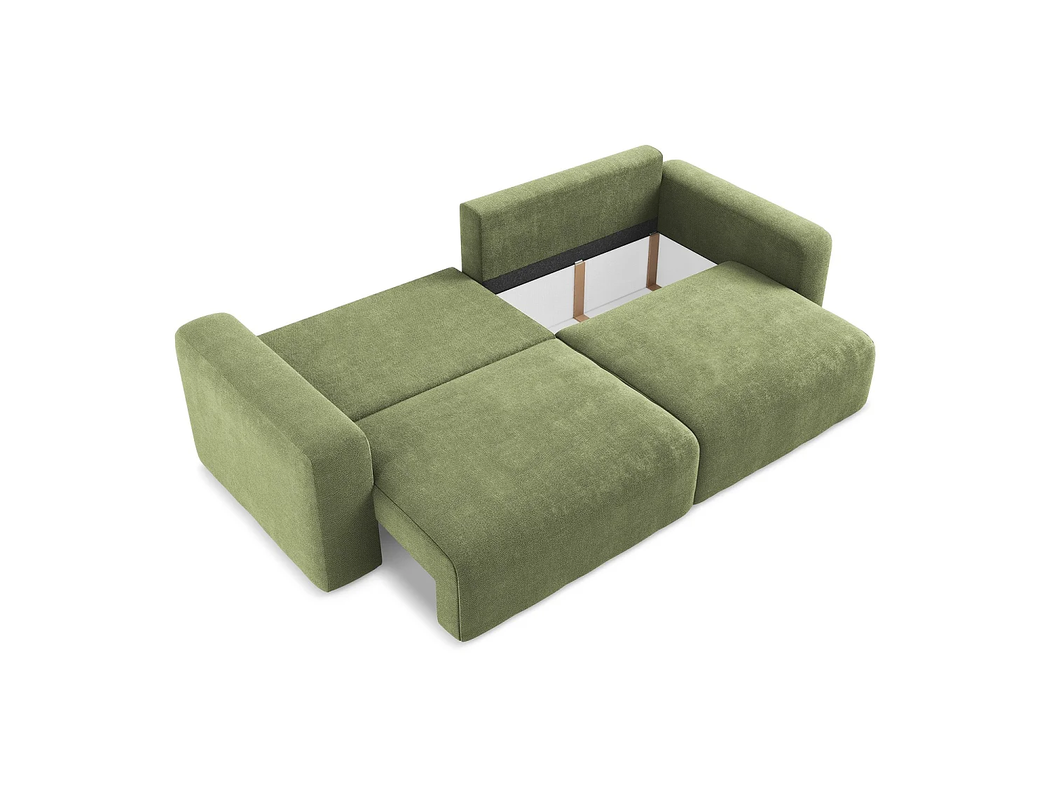 Driezits-slaapbank van groente chenille stof - OSTIA