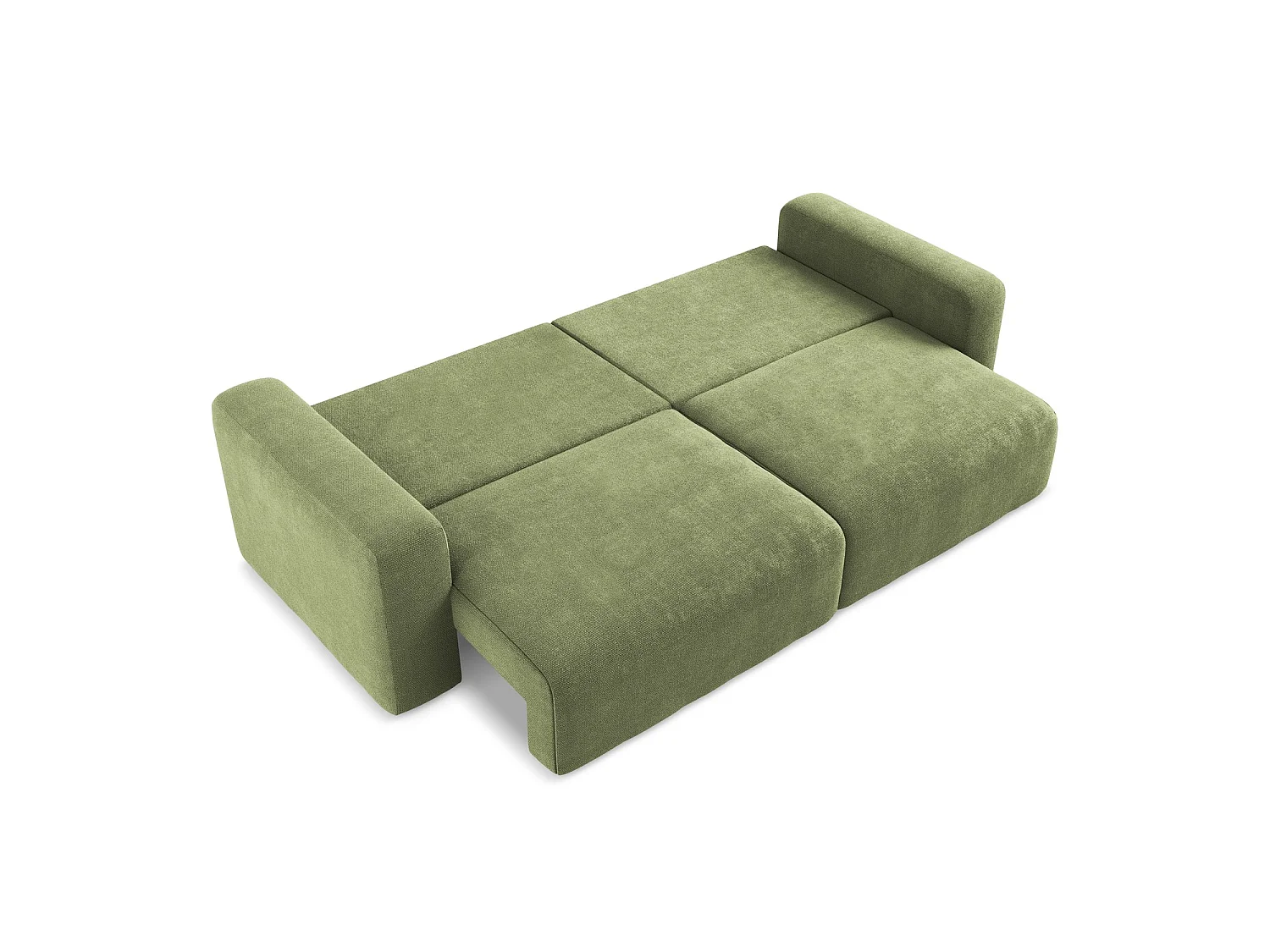 Driezits-slaapbank van groente chenille stof - OSTIA