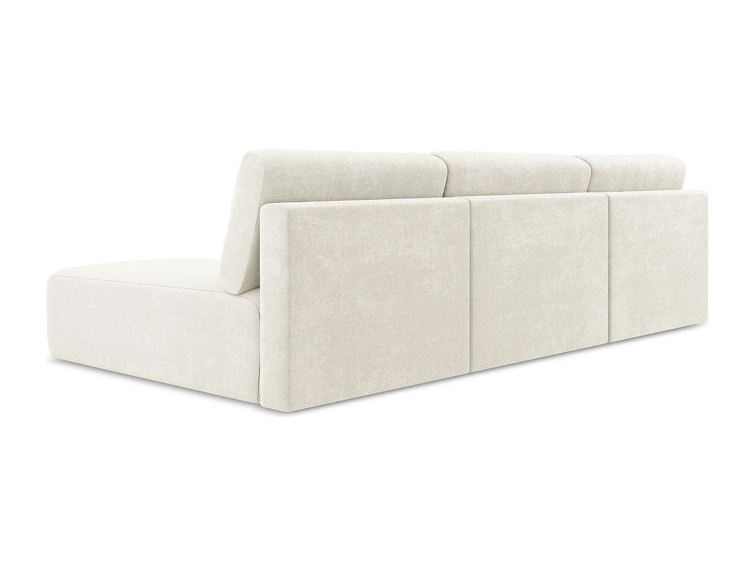 Panoramische open bank met bedfunctie van wit chenille stof - KONA