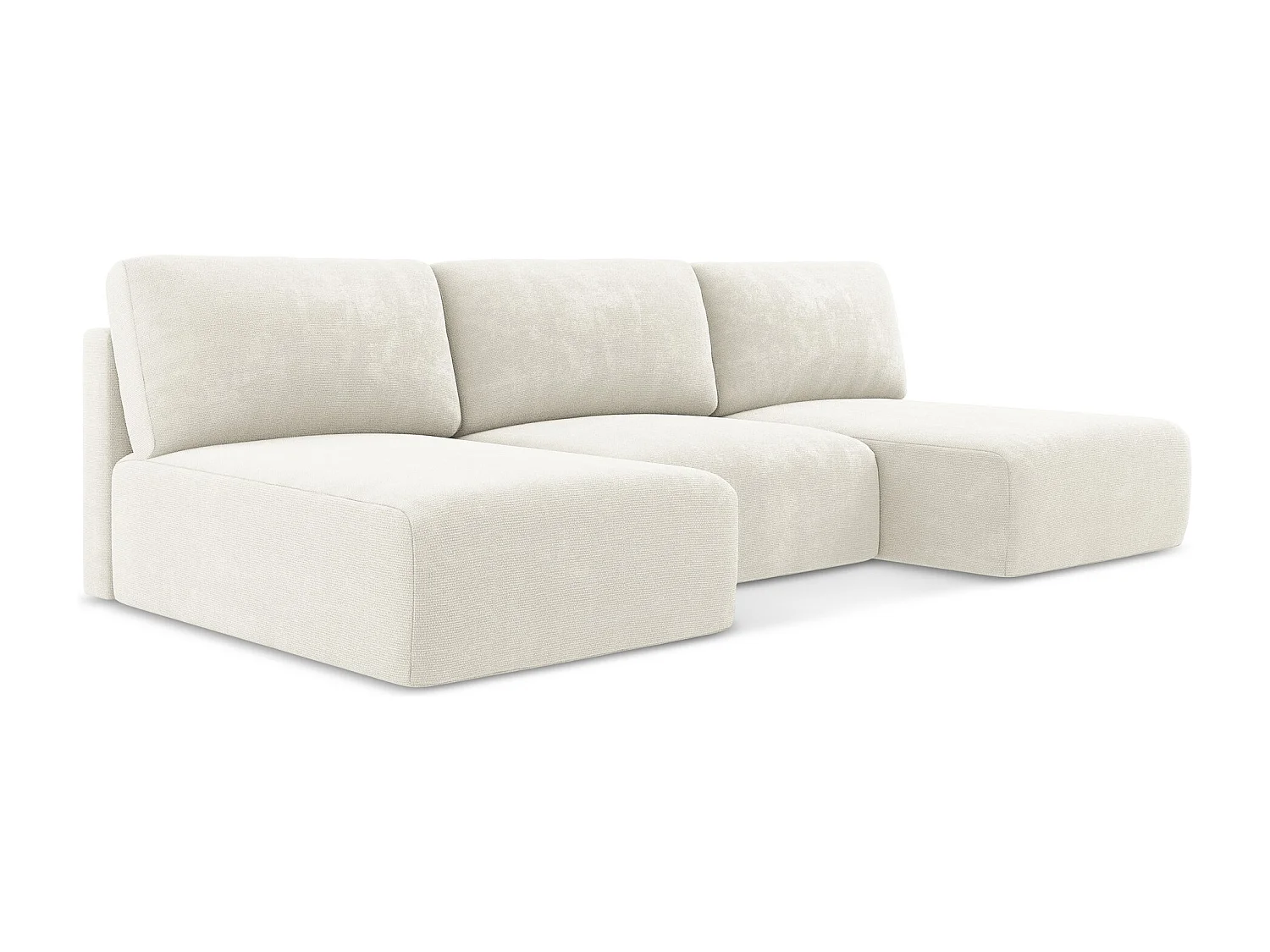 Canapé panoramique sans accoudoir convertible en Chenille - blanc - KONA