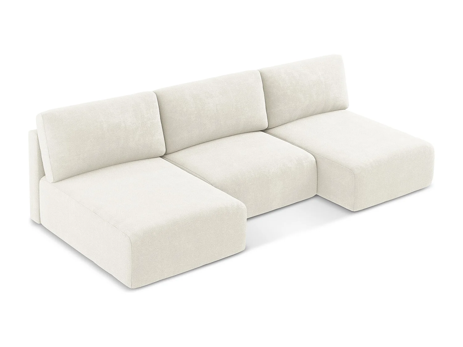 Canapé panoramique sans accoudoir convertible en Chenille - blanc - KONA