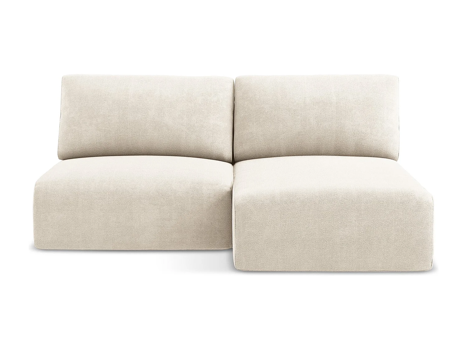 Ecksofa ohne Armlehne mit Schlaffunktion Rechts - Rechts - Chenille - Hell beige - KONA