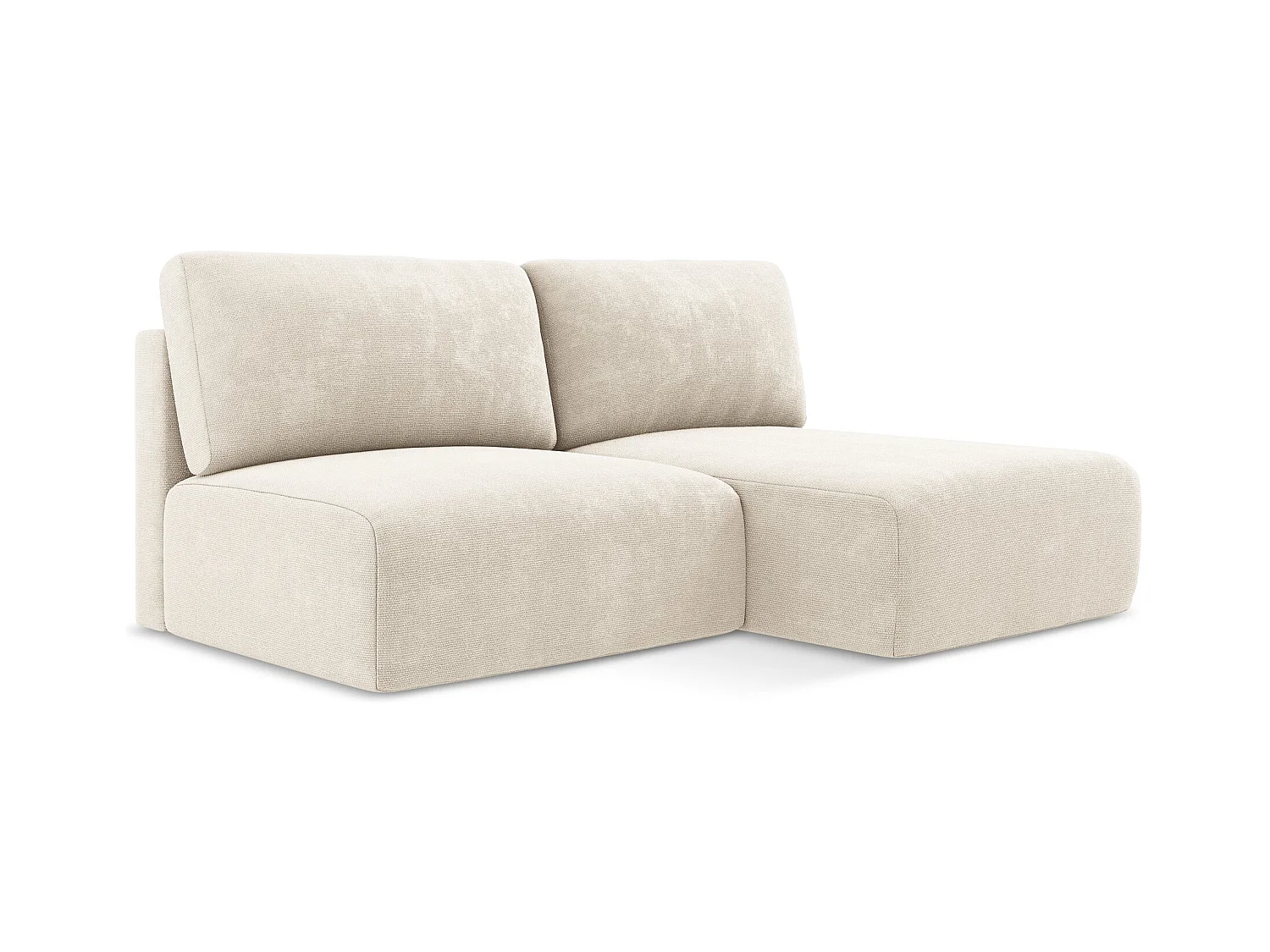 Canapé d’angle 3 places droit sans accoudoir convertible en Chenille - beige clair - KONA