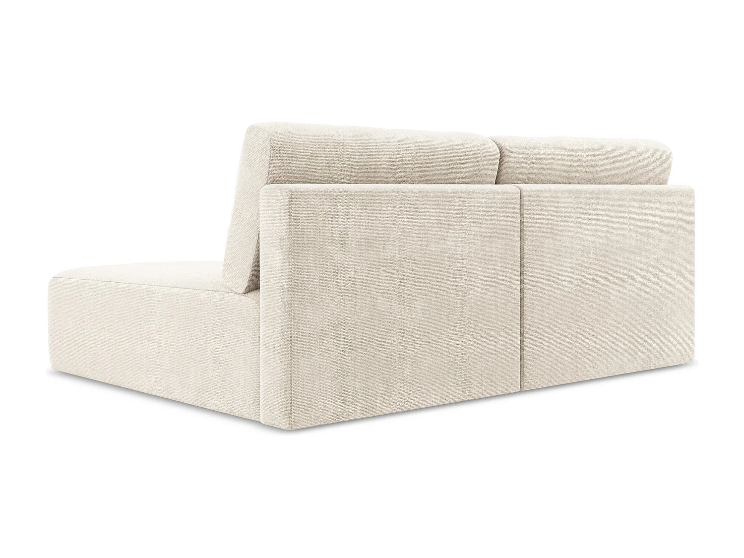 Open hoekbank met bedfunctie van lichtbeige chenille stof - KONA