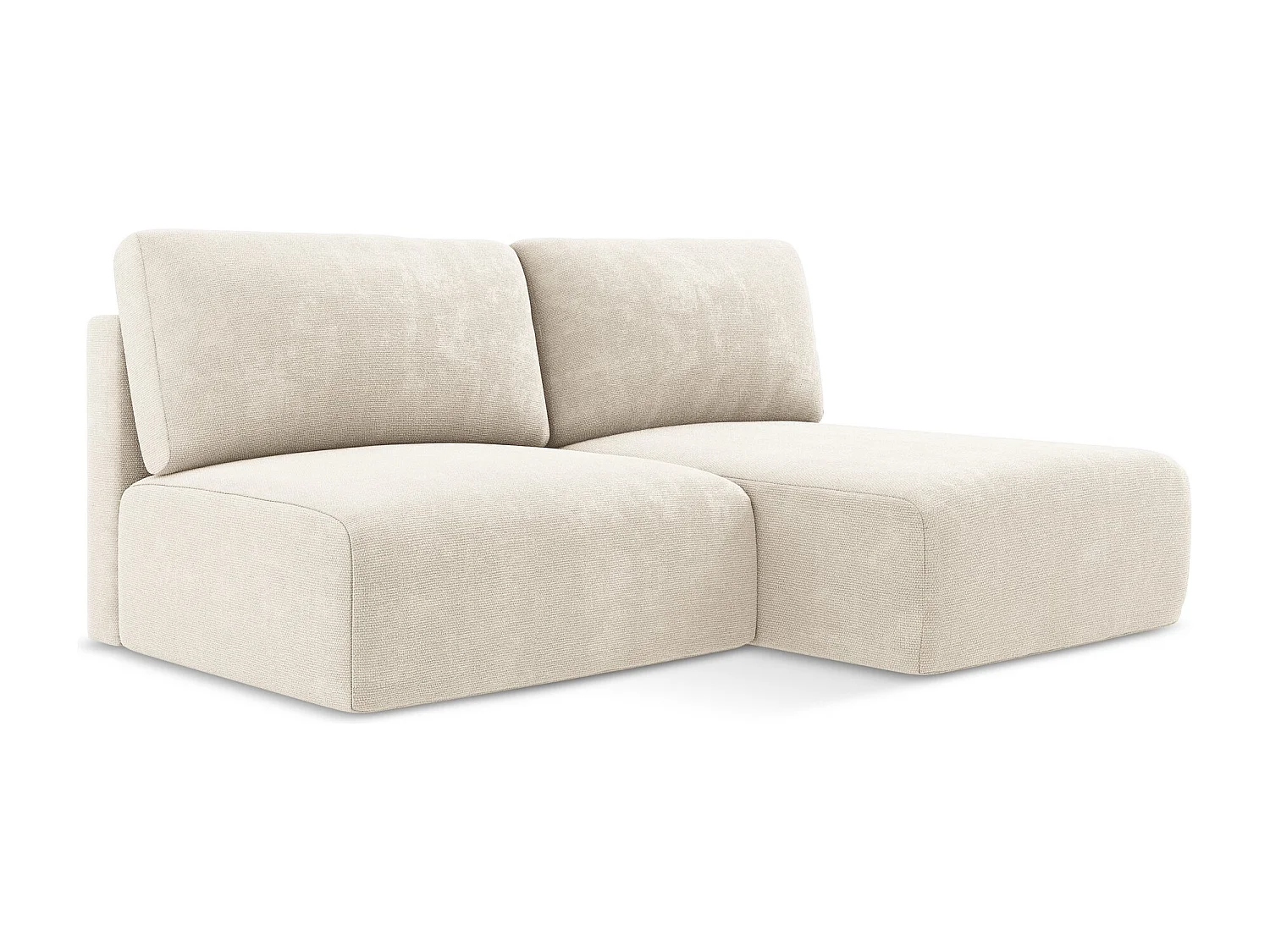 Ecksofa ohne Armlehne mit Schlaffunktion Rechts - Rechts - Chenille - Hell beige - KONA