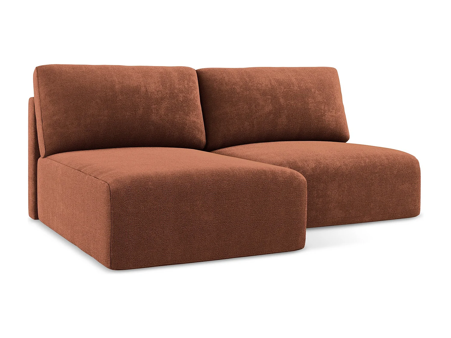 Ecksofa ohne Armlehne mit Schlaffunktion Links - Links - Chenille - Terrakotta - KONA