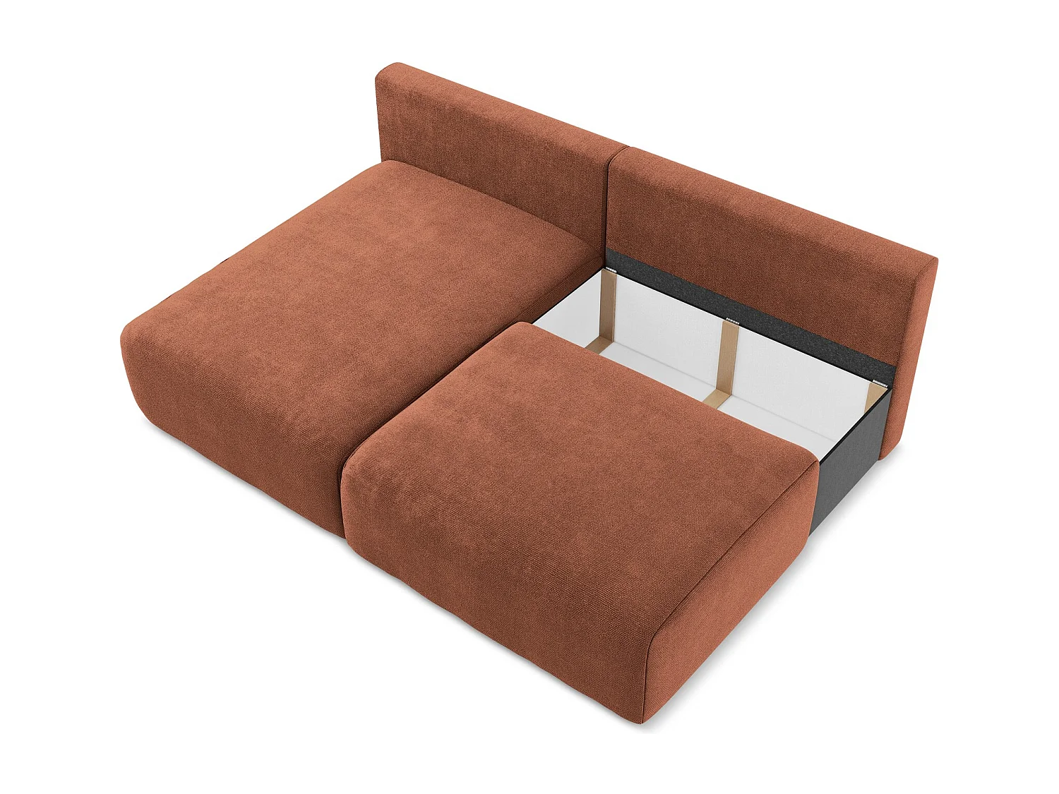 Ecksofa ohne Armlehne mit Schlaffunktion Links - Links - Chenille - Terrakotta - KONA