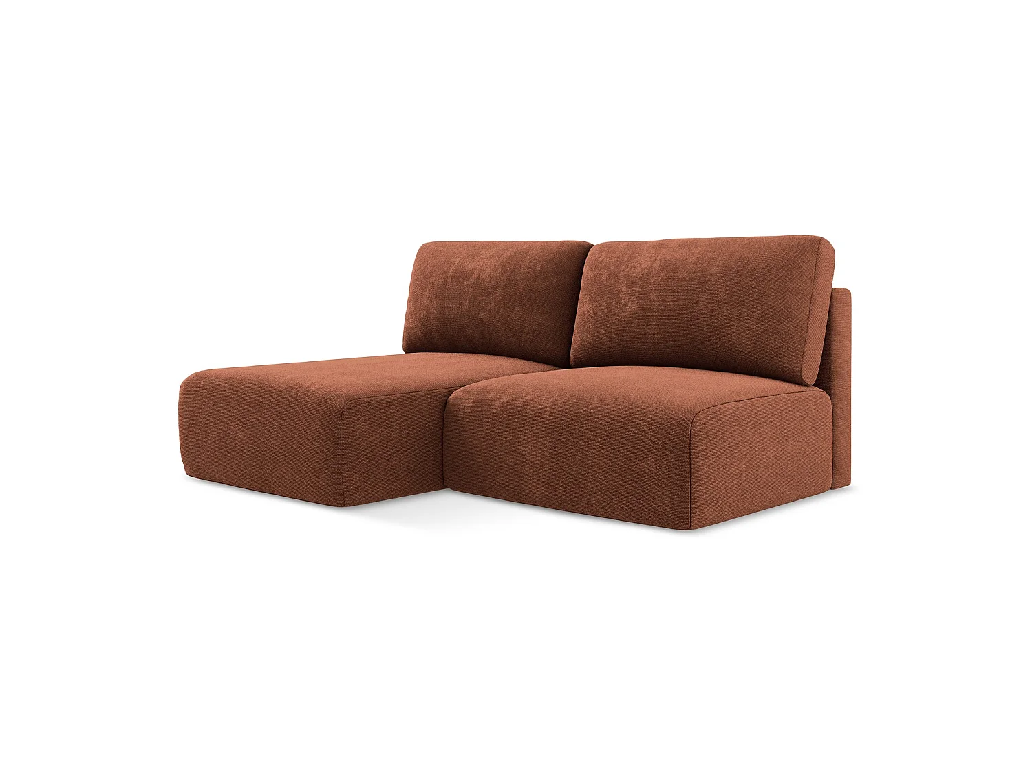 Hoekslaapbank links van terracotta chenille stof - OSTIA