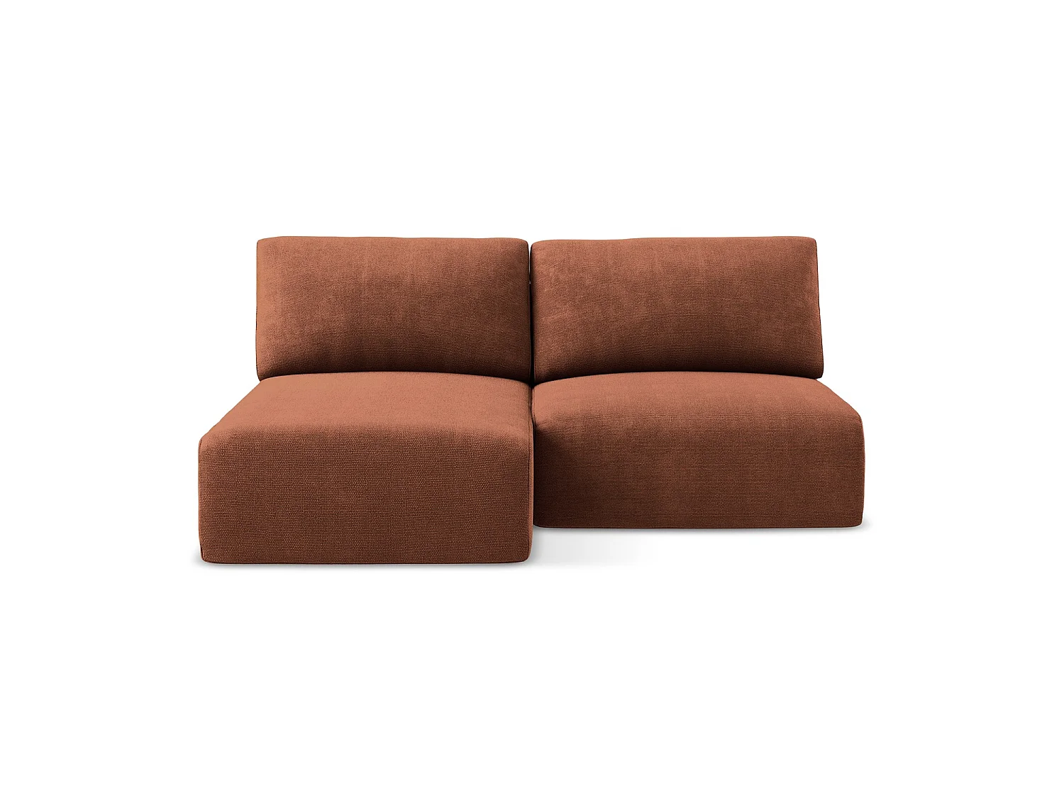 Hoekslaapbank links van terracotta chenille stof - OSTIA
